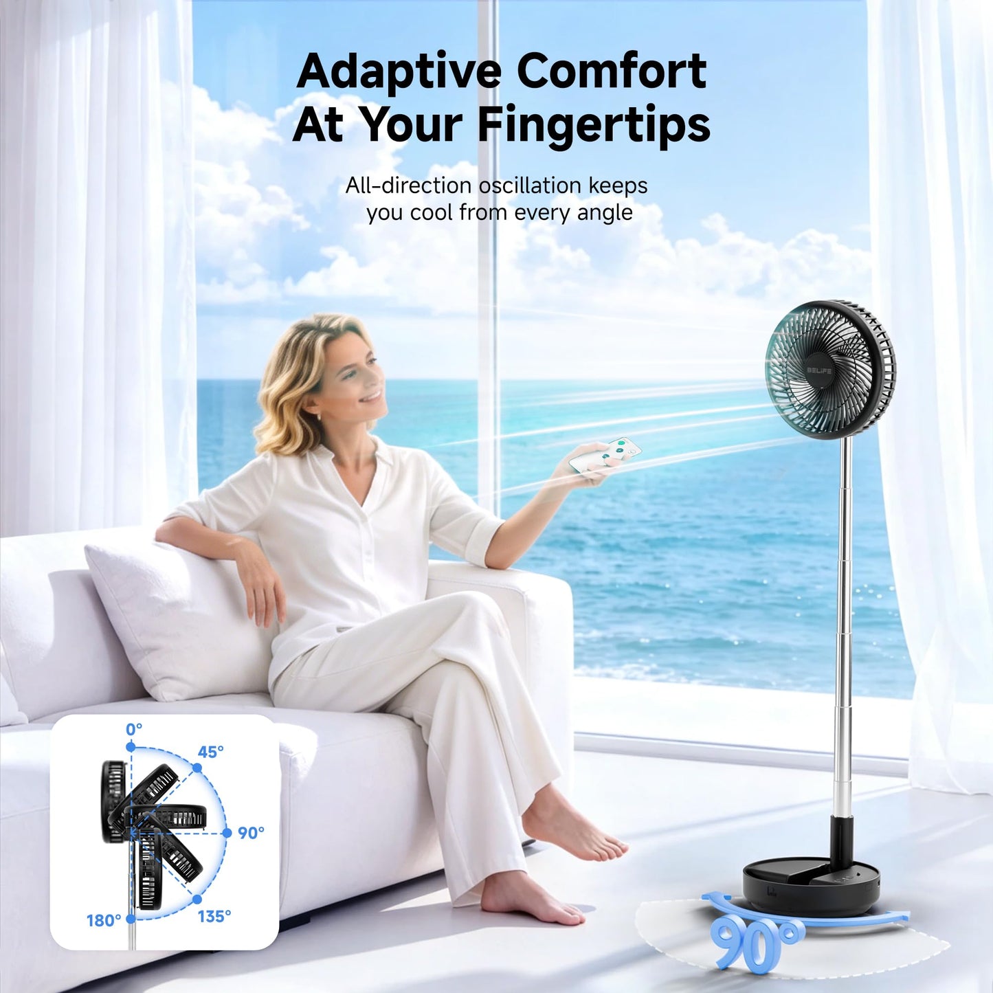 Belife X8 Portable Oscillating Camping Fan for Travel