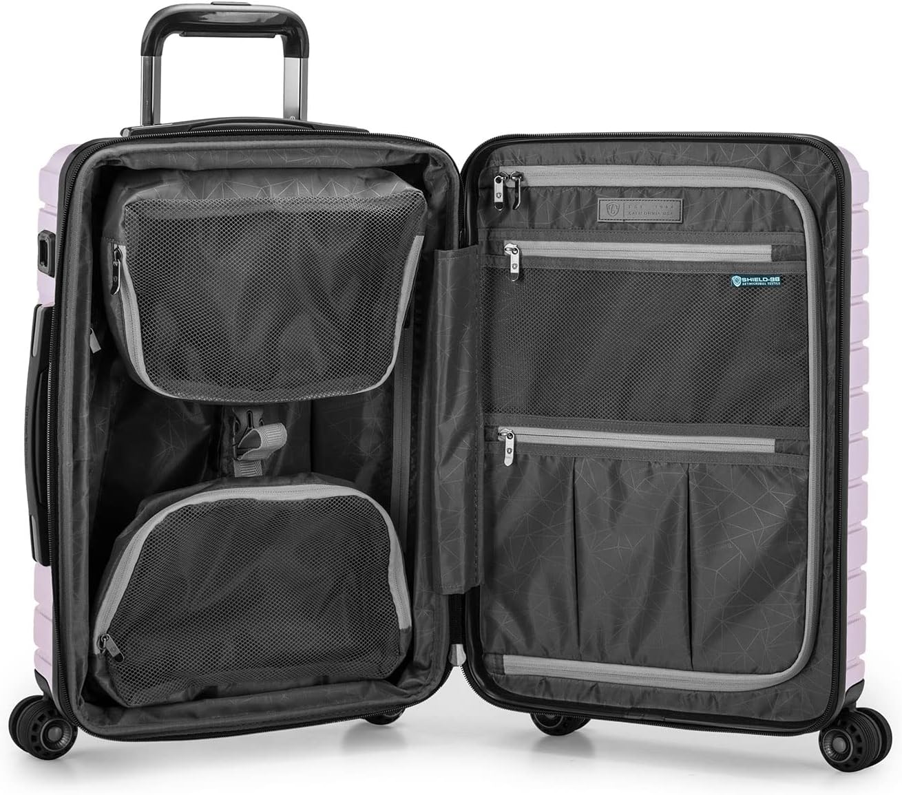 Traveler's Choice Archer Polycarbonate Hardside Spinner Luggage Set, Tie Down Straps, Purple, Carry-On 21-Inch