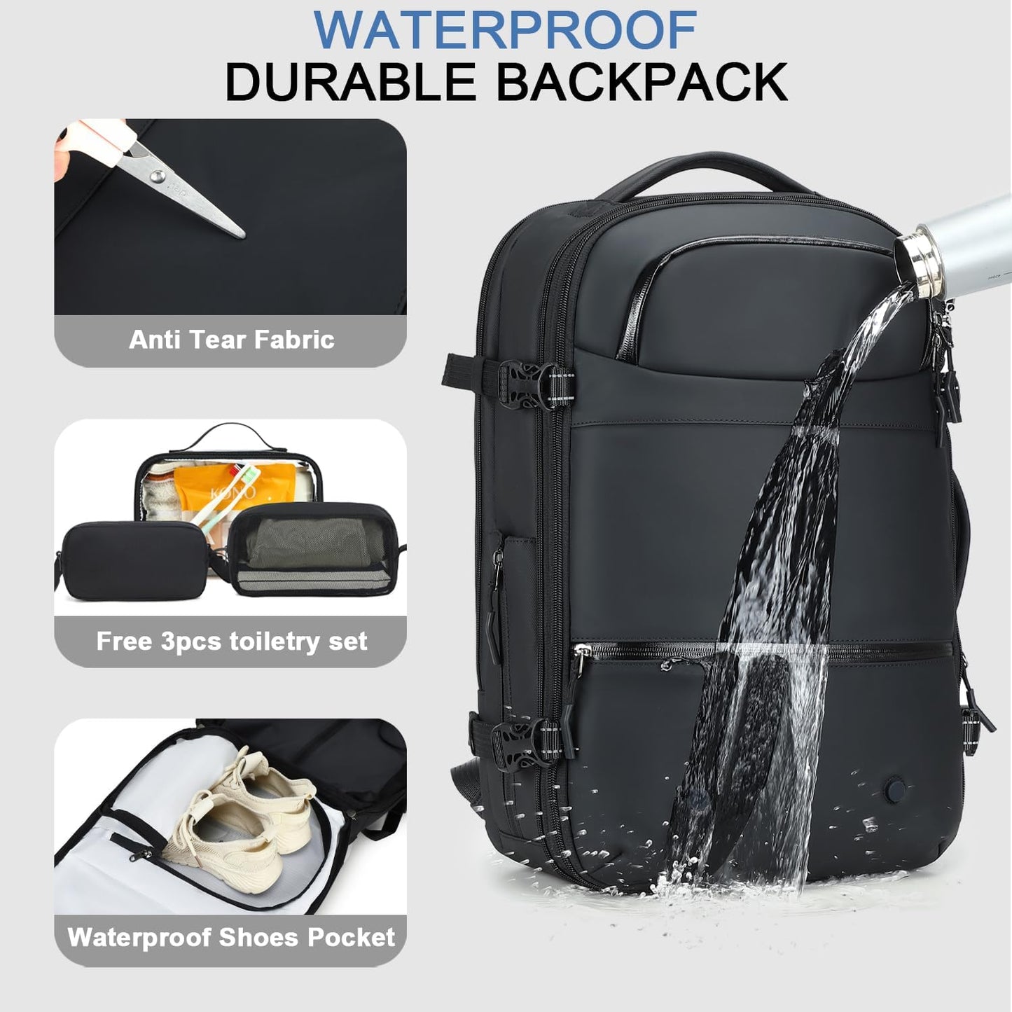 SOAEON Vacuum Backpack with Pump,Waterproof Underseat Carry on Bag with Vacuum Seal Compression Backpack for Airplane