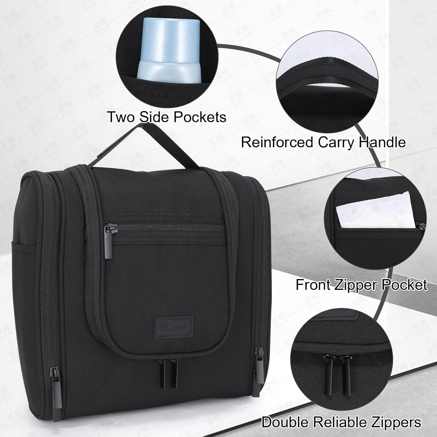 Hanging Toiletry Bag with Hook, Travel Cosmetic Makeup Bag Organizer for Accessories, Shampoo