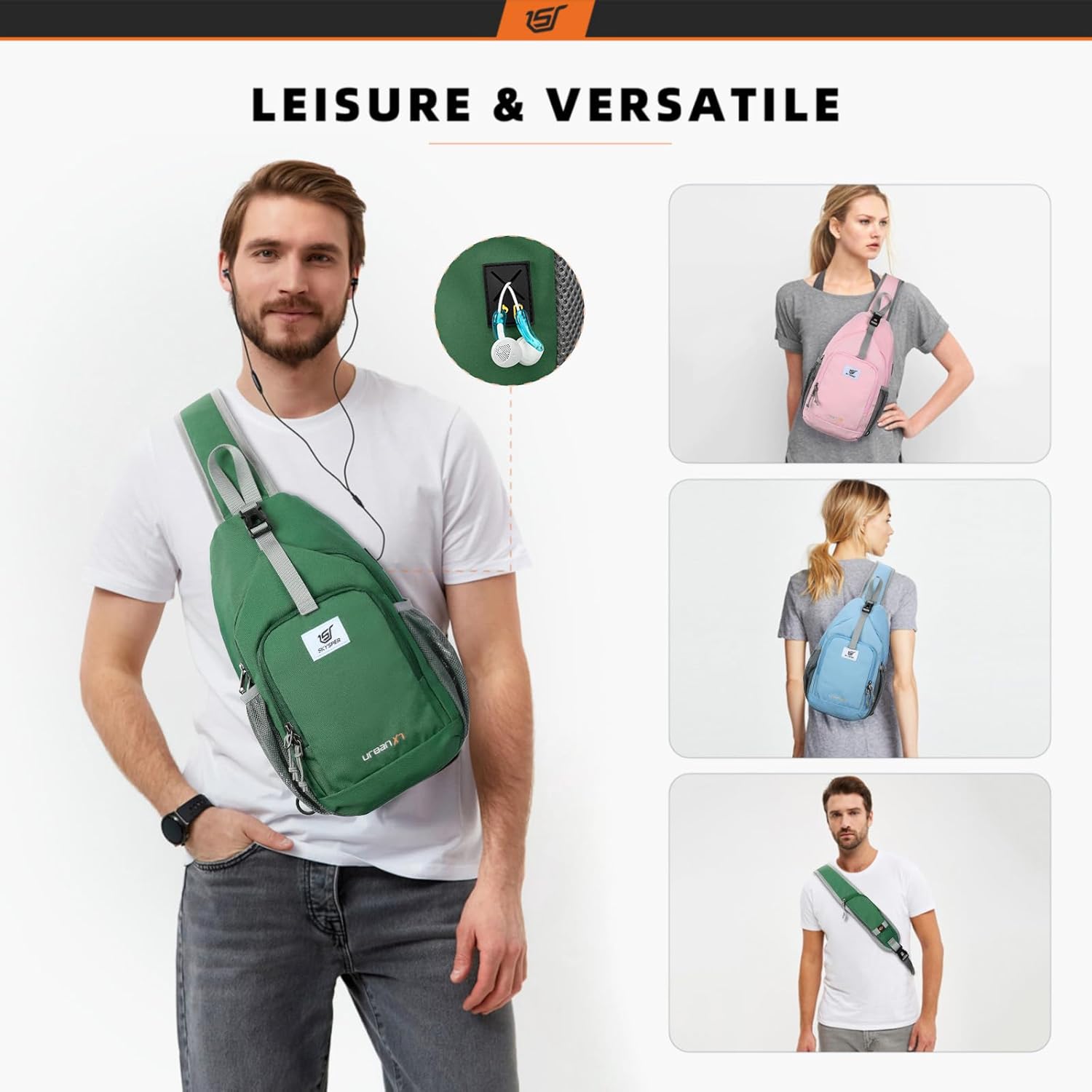 SKYSPER Sling Bag RFID Crossbody Sling Backpack Cross Body Shoulder Bag Travel Hiking Daypack for