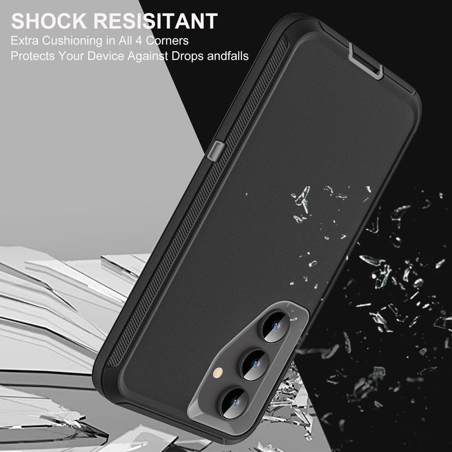 for Samsung Galaxy S25 Plus Case, Military Grade 3 in 1 Heavy Duty Shockproof/Drop Proof/Dust Proof Case with 2Pcs Tempered Glass Screen Protector & 1PcsCamera Lens Protector (Black/Grey)