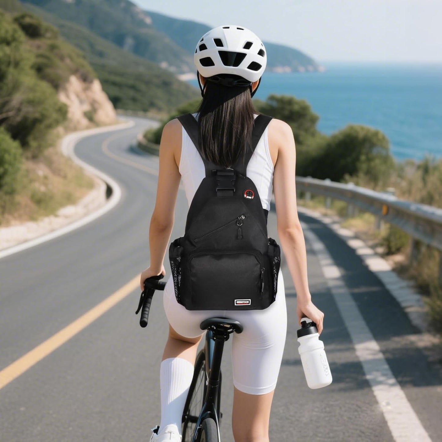 Sling Bag for Women Man, Convertible Sling Backpack with Convertible Shoulder Strap Casual Backpack Daypack for Travel, Hiking and Daily Commute, (Black, Large)