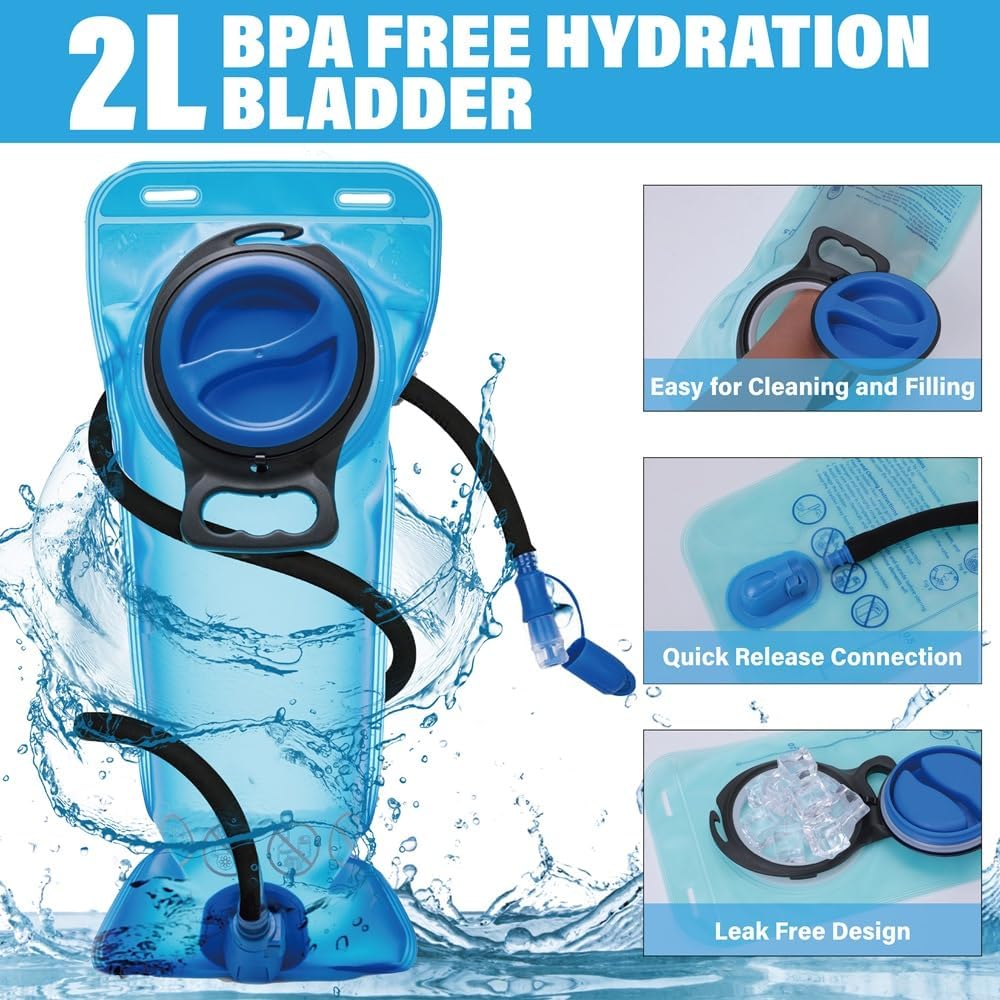 15L Insulated Hydration Backpack Pack with 2L Water Bladder Lightweight Hiking Backpack Bag for