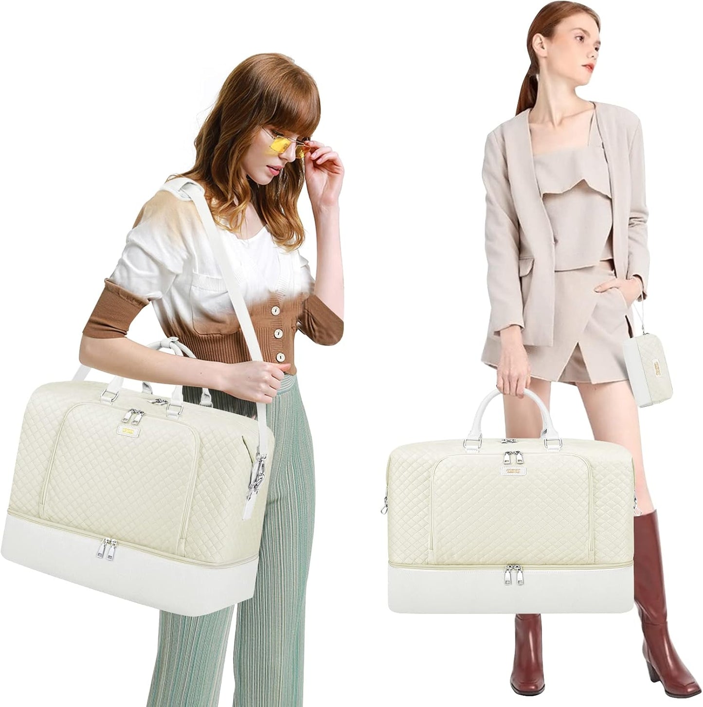 Travel Weekender Bag for Women, Overnight Bag with Shoe Compartment Oversized Travel Duffel Bag Carry On Tote 21"