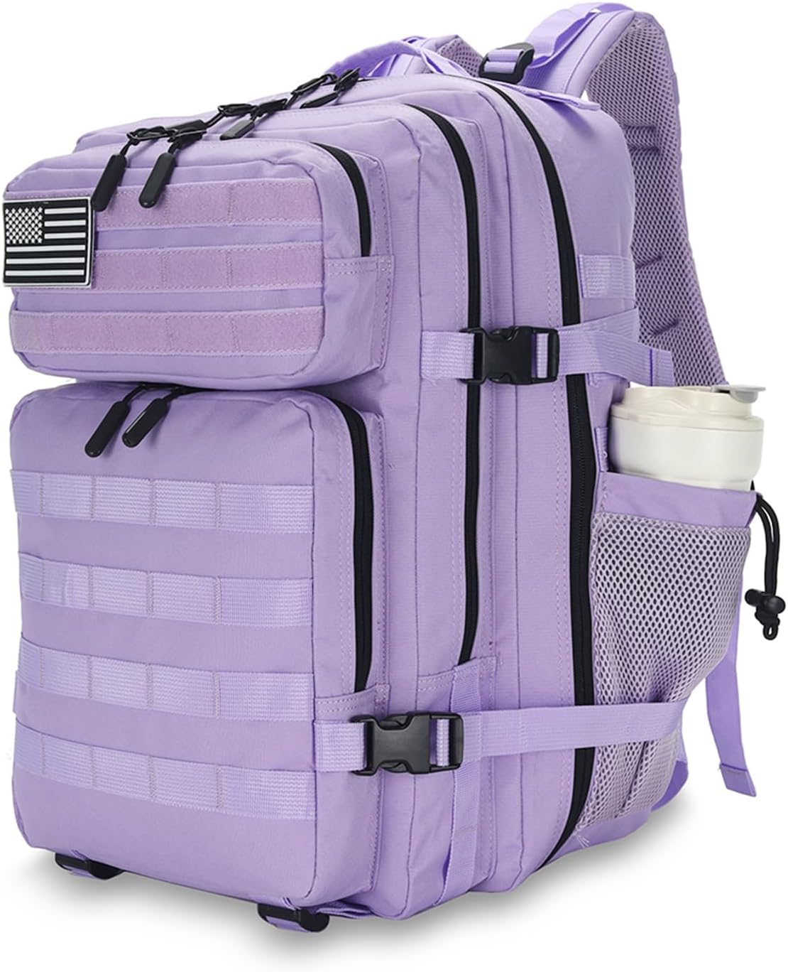 25L Tactical Backpack for Men and Women Military Backpack Army Assault Pack Molle Backpack Small Bug Out Bag Travel Rucksack Daypack (Light Purple)