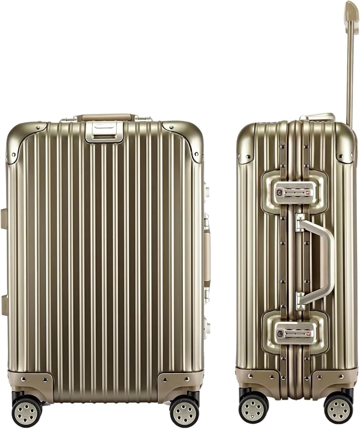 HotWay 24 Inch All Aluminum Checked In Luggage with Wheels, Hard Shell Zipperless Suitcase with TSA