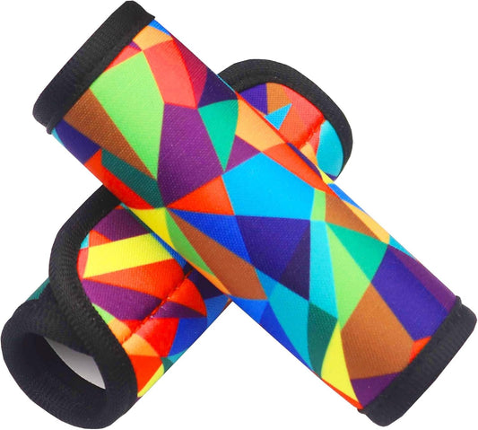 Luggage Handle Wrap 2 Pack Luggage Handle Wraps for Suitcase Bright Neoprene Luggage Handle Covers/Extender/Identifiers-Travel Accessories Must Haves (Geometry-2 Pack)