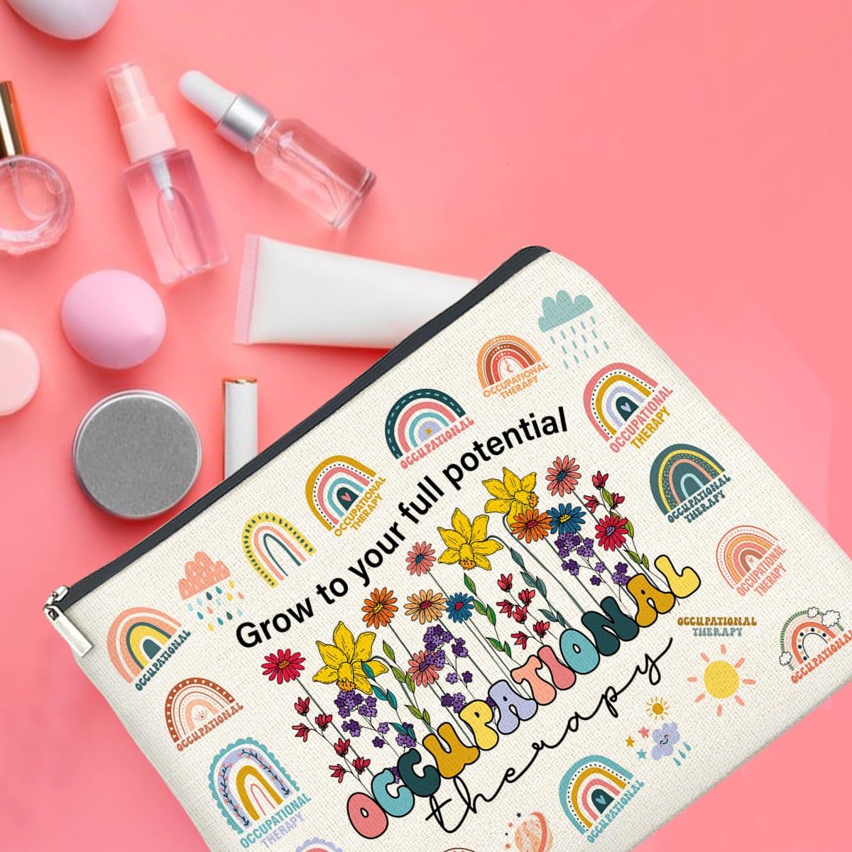 Occupational Therapy Gifts Makeup Bag Occupational Therapist Gifts OT Grow to Your Full Potential Zipper Makeup Pouch