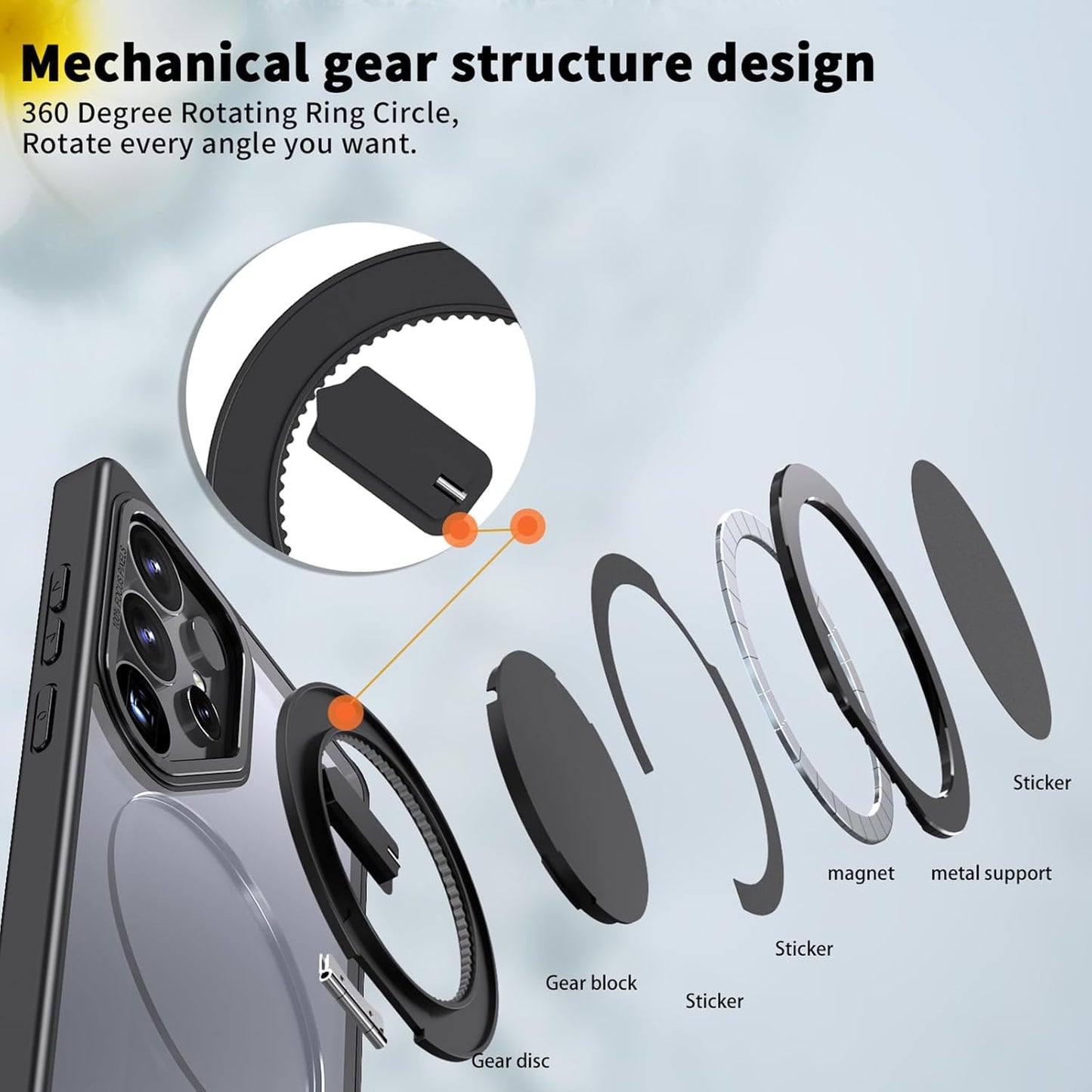 Magnetic Stand Case for Samsung Galaxy S25 Ultra [with 2 Tempered Glass Film] [360° Rotation Magnetic Stand] [Compatible with Magsafe] Military-Grade Drop Protection Case, Black