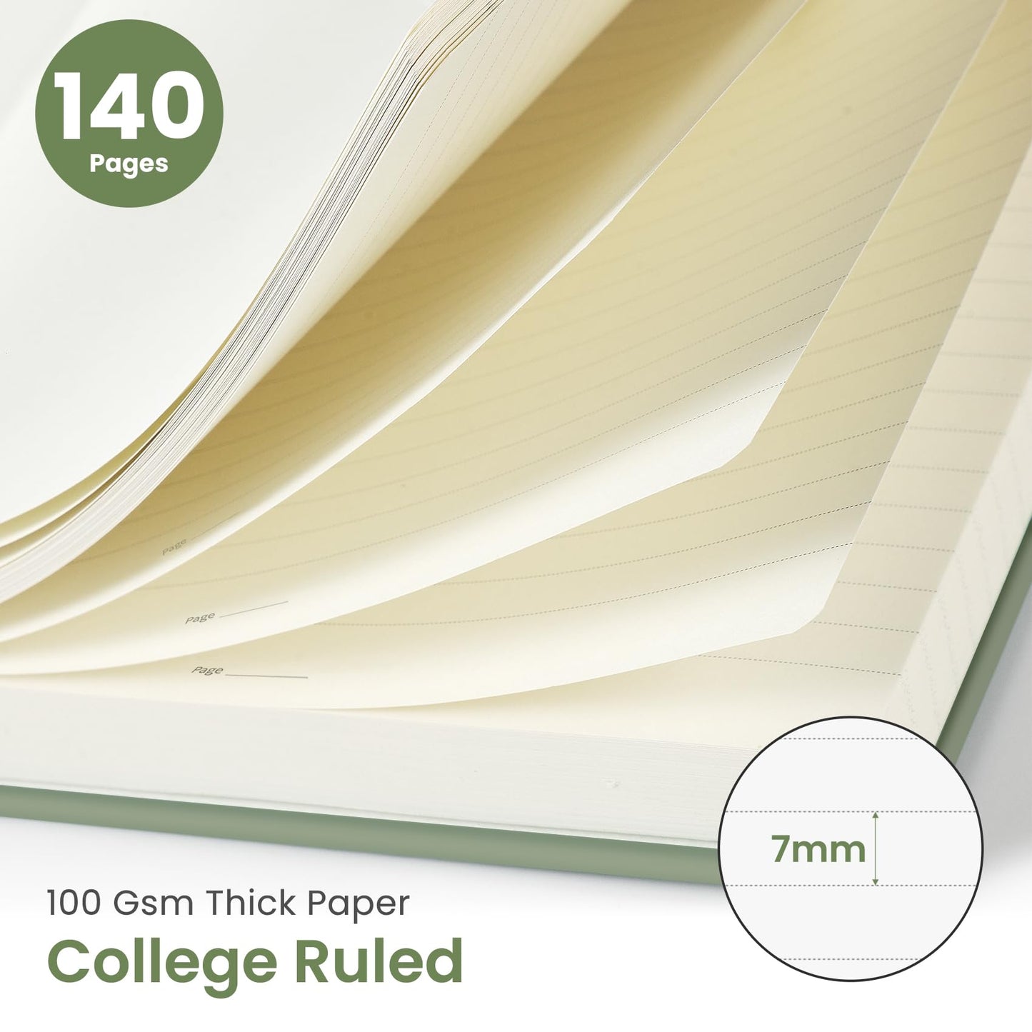 Taja Lined Spiral Journal Notebook for Women & Men, 140 Pages, College Ruled Hardcover Notebook for