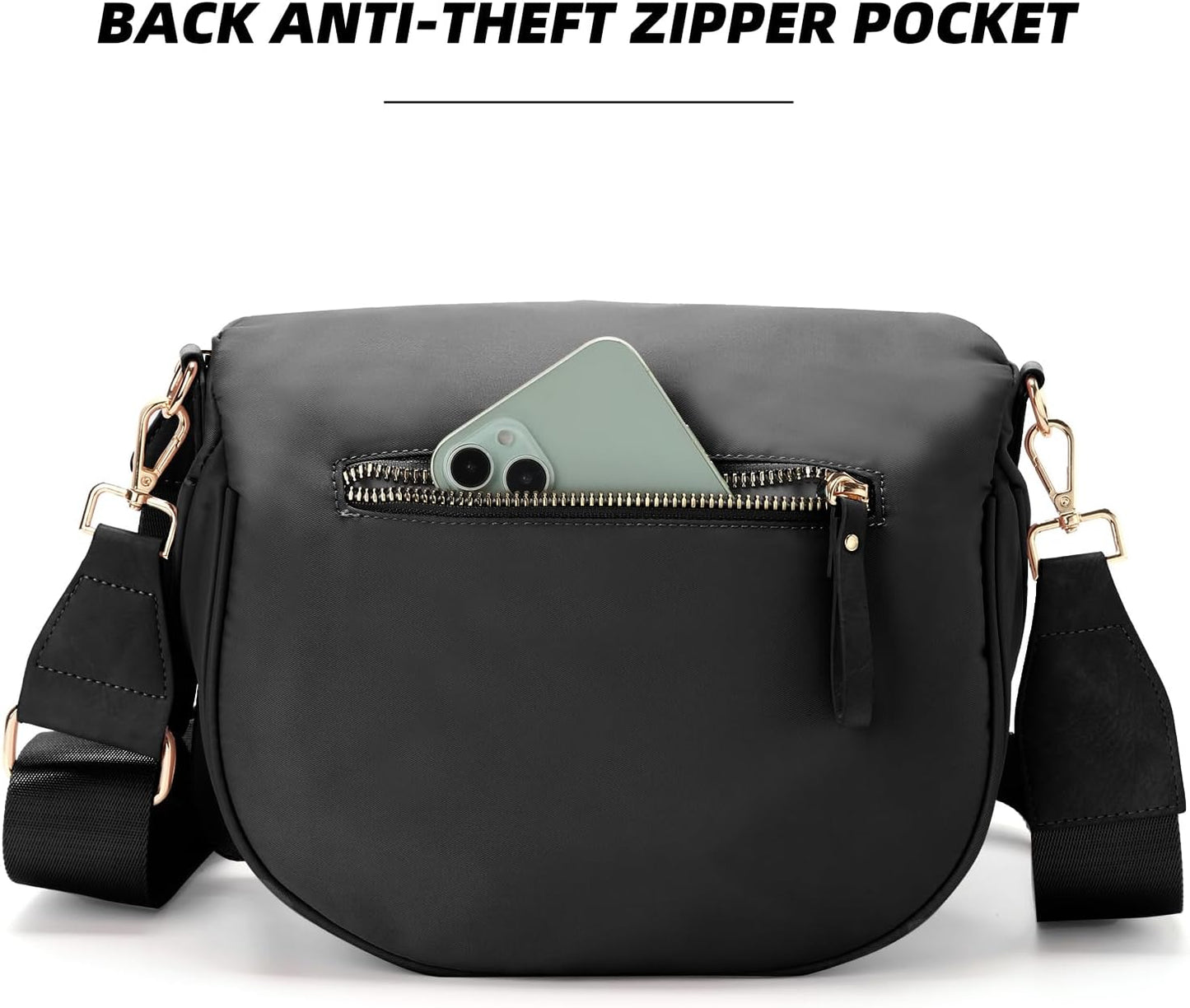 Black Fanny Packs for Women Cross Body Belt Bag, Nylon Crossbody Bag Unisex Fashion Waist Pack with Adjustable Strap