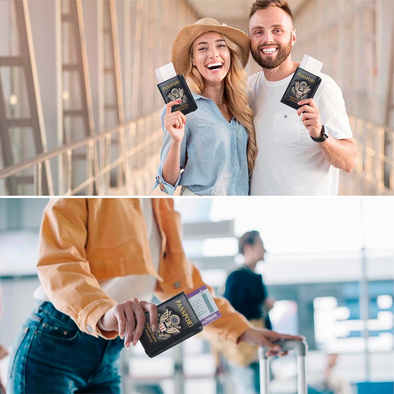 Coowayze Passport Holder Cover for Women Men, Leather US Passport Wallet Case with Vaccine Card