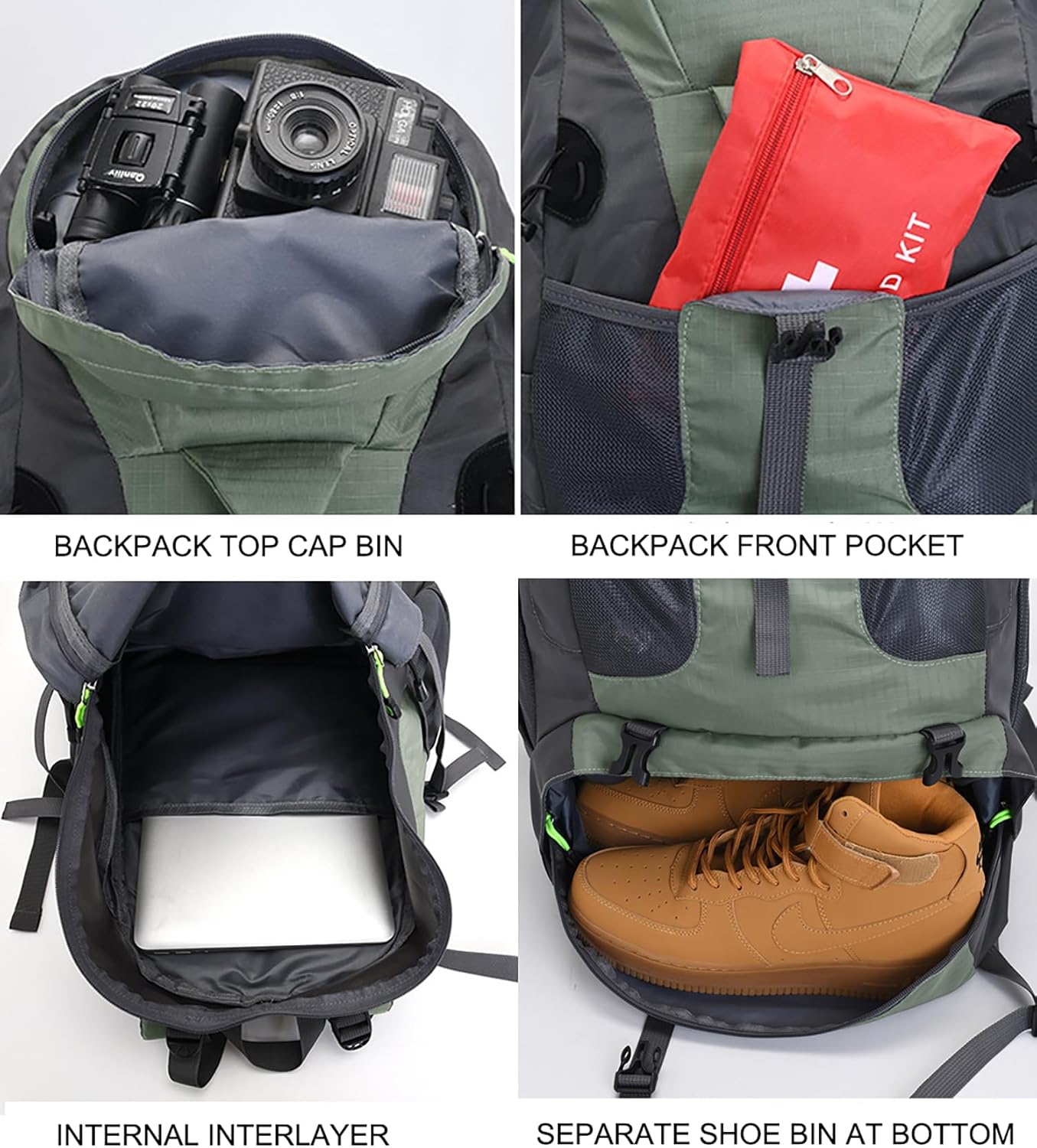 Bseash 50L Hiking Backpack, Water Resistant Lightweight Outdoor Sport Daypack Travel Bag for