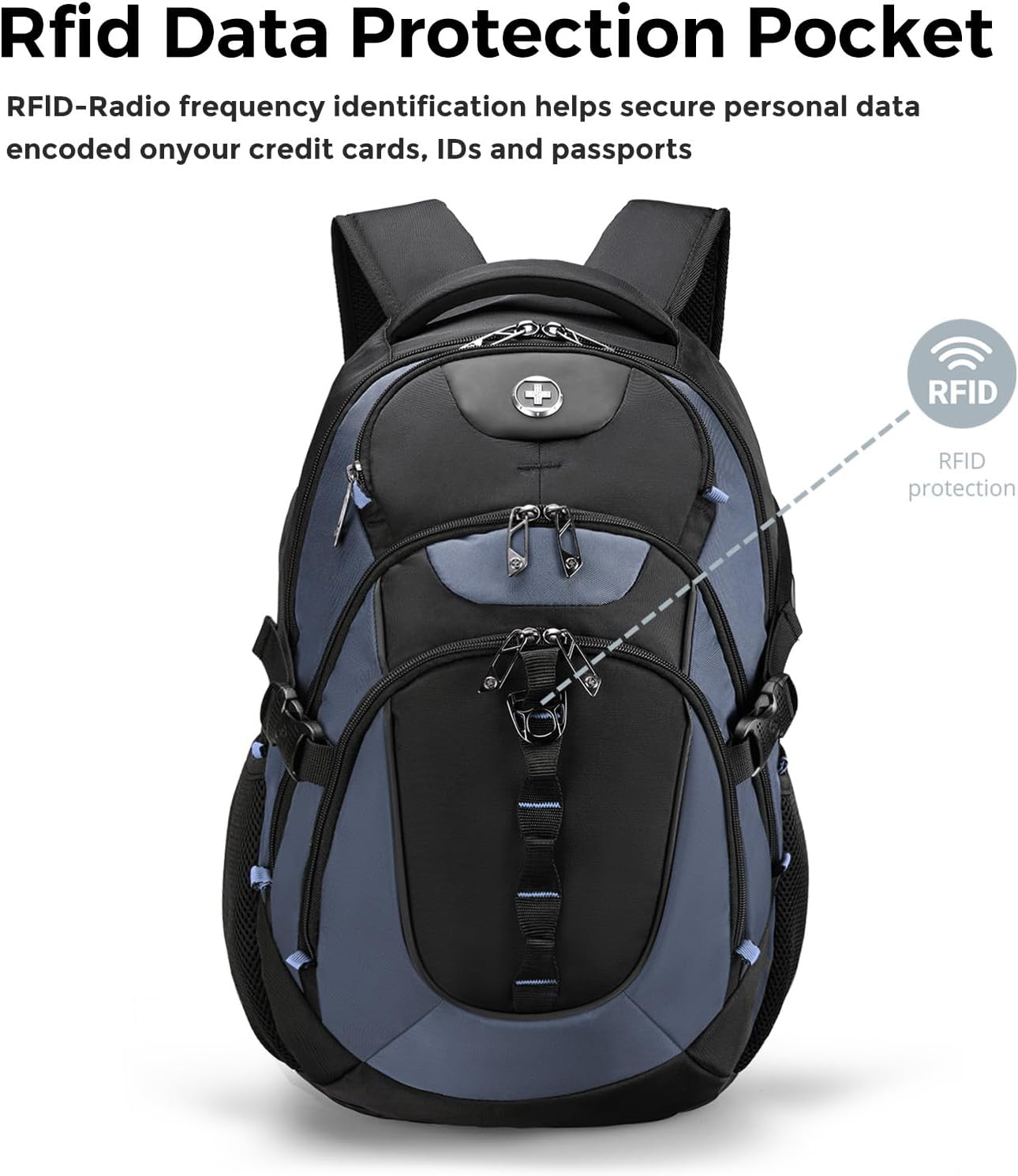 Swissdigital Design Laptop Backpack with USB Charging Port, Travel Backpack Fits 15.6 inches