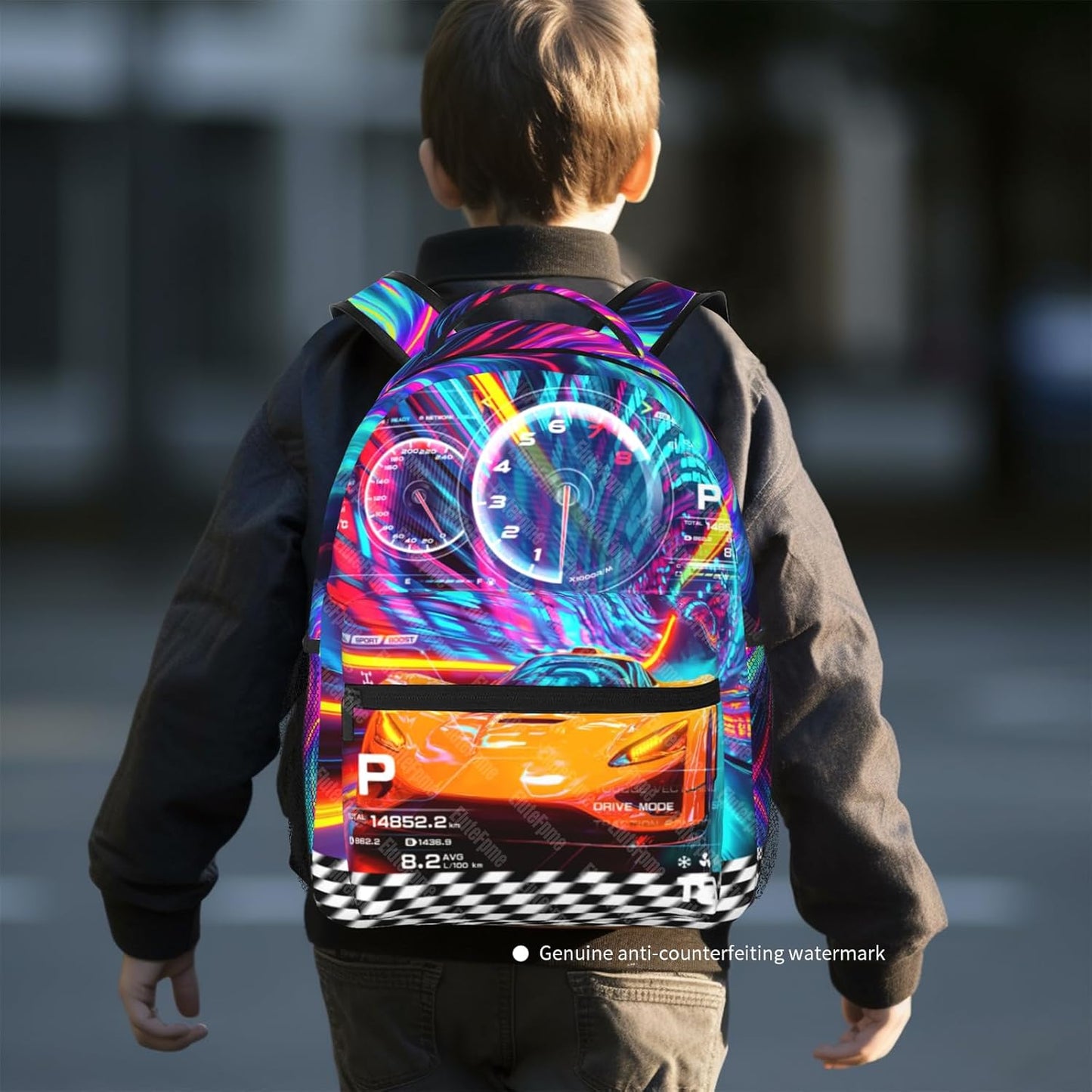 Kids Racing Car School Backpack For Boys Cool Sports Car Boys Backpack For Kids Children Teens Elementary Middle School Car Bookbag Travel Back Pack for Age 6-18