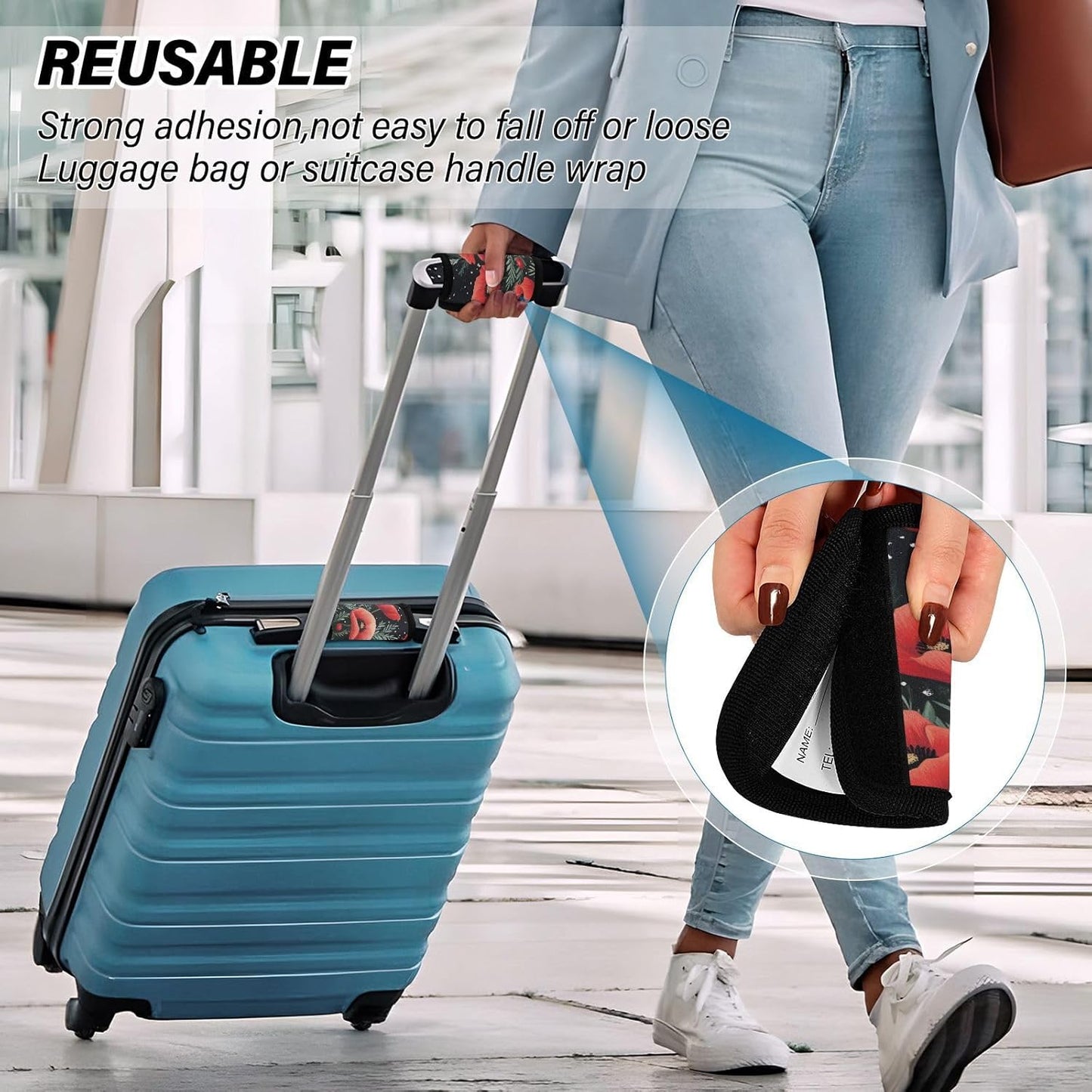 Winter Poppy and Cherry 2 Pack Luggage Handle Wraps Covers for Suitcase Identifiers Bag Tags Travel Accessories