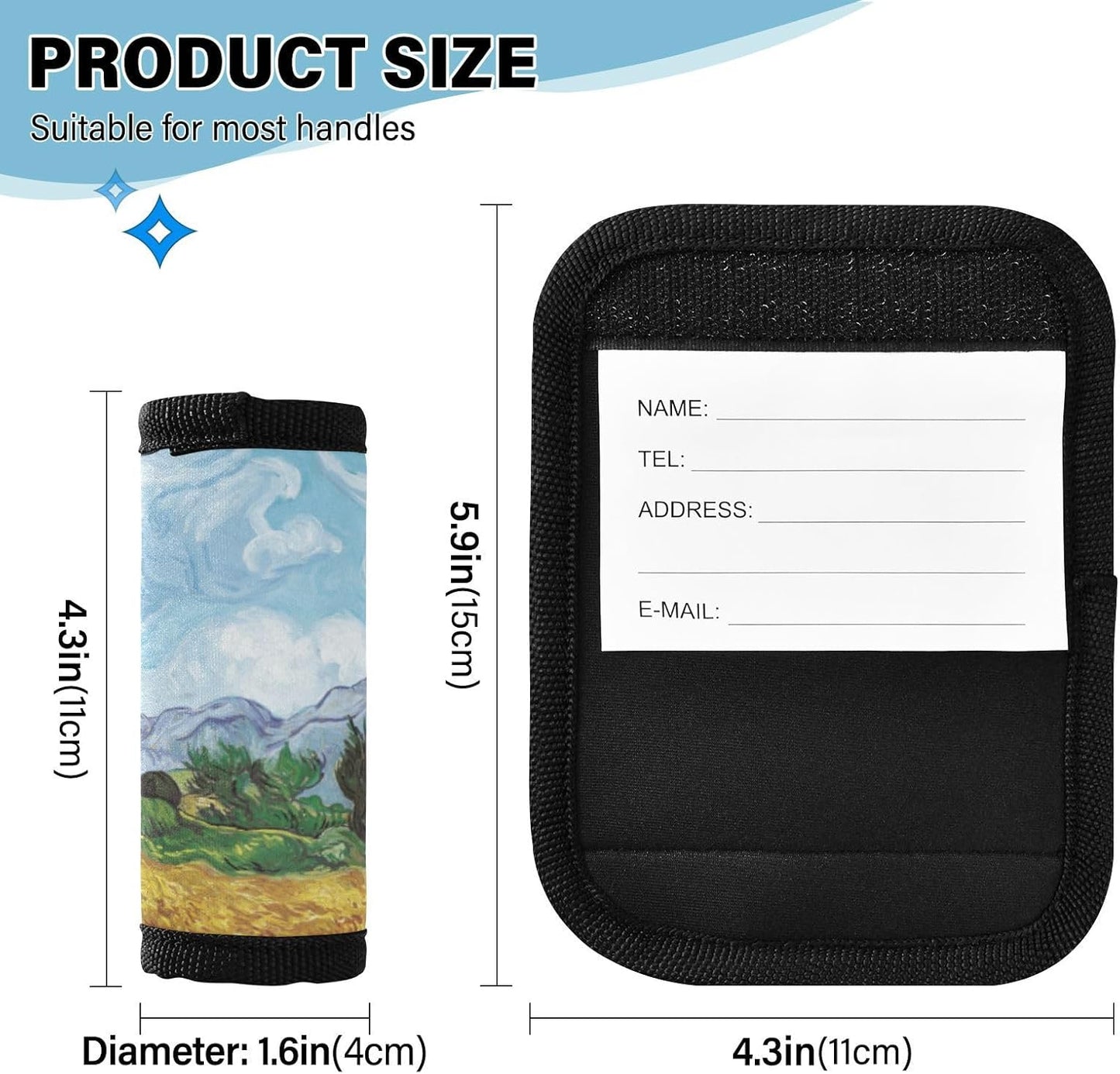 2Pcs Luggage Handle Wrap Suitcase Identifier Handle Covers Tags Soft Travel Bags Luggage Handle Gripper Accessories for Airplane Flying Natural Scenery Vango