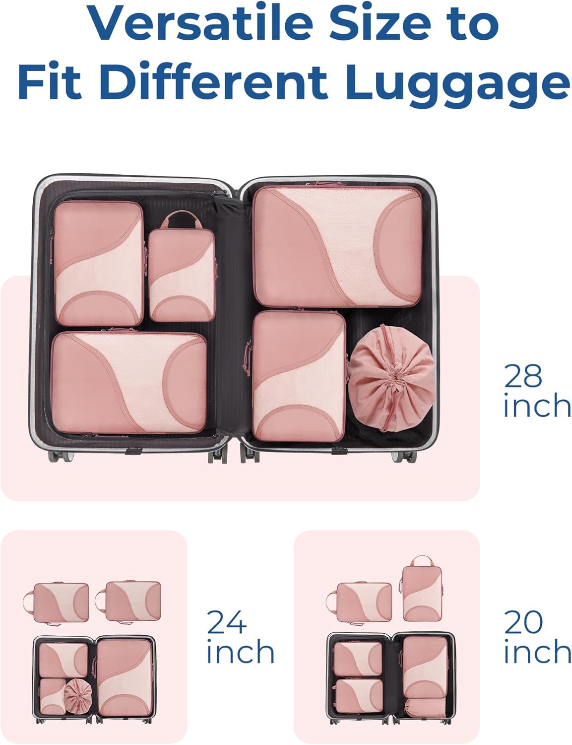 BAGSMART Compression Packing Cubes - 6 Set Travel Packing Cubes for Suitcases, Compression Suitcase Organizers with Shoe Bag