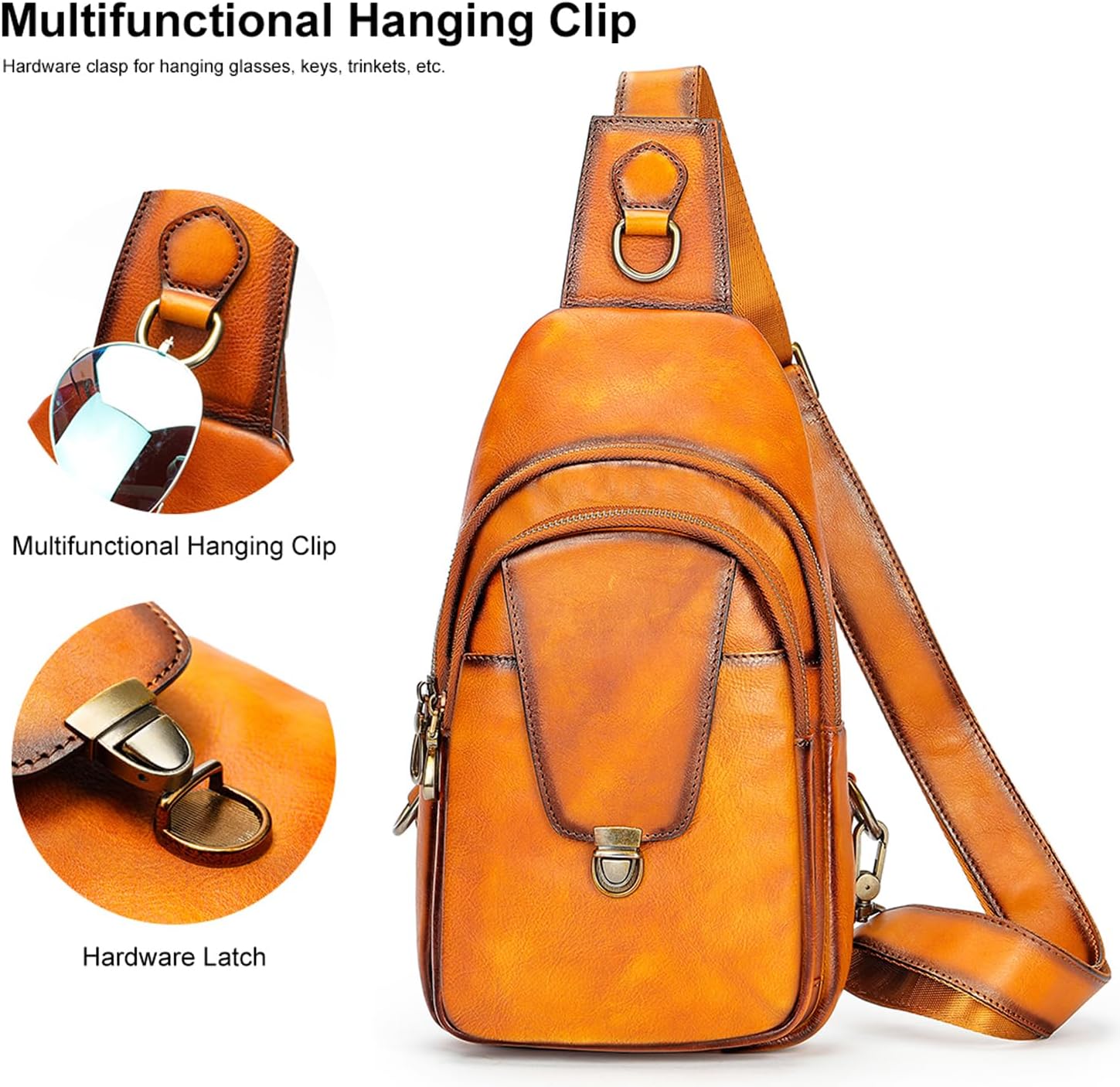 Genuine Leather Sling Bag for Men Women Backpack Chest Shoulder Satchel Crossbody Bags Casual