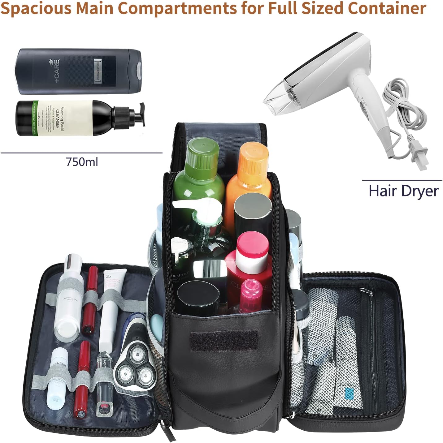 Buruis Extra Large Toiletry Bag for Men, Travel Toiletry Organizer Dopp Kit Water-resistant Shaving