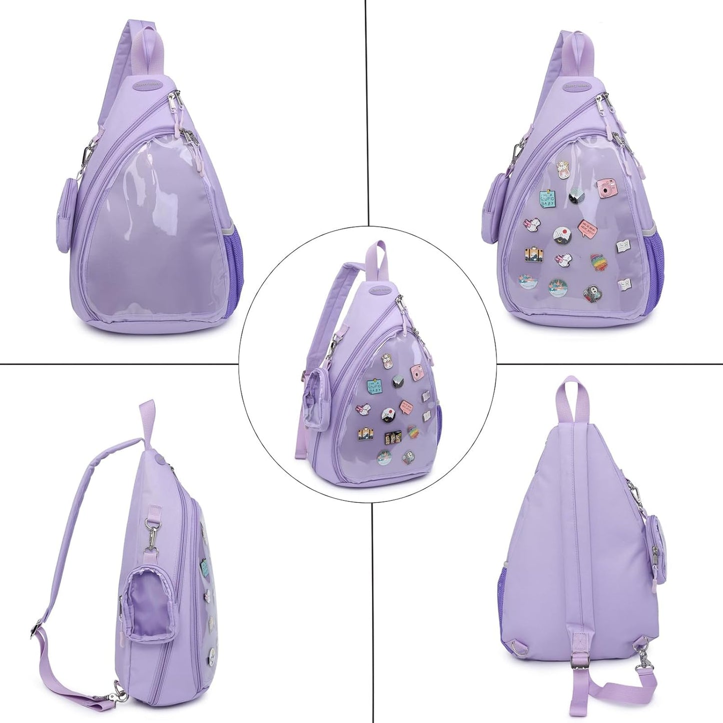 Oxford Ita Bag Kawaii Pin Display Chest Pack Single Shoulder Bag Sport Backpack Hiking Daypack
