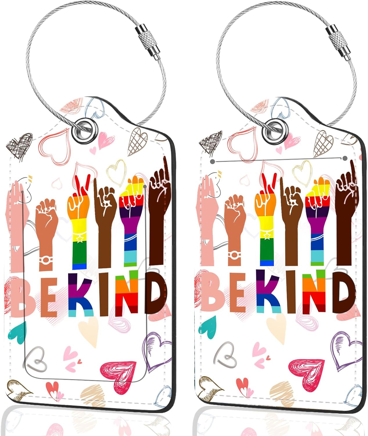 2Pack Luggage Tags for Suitcases, Cute Unique Pu Leather Cruise Luggage Tag with Privacy Cover ID Label Address Card and Metal Ring Suitable for Women Men Kids Travel Bag Finger