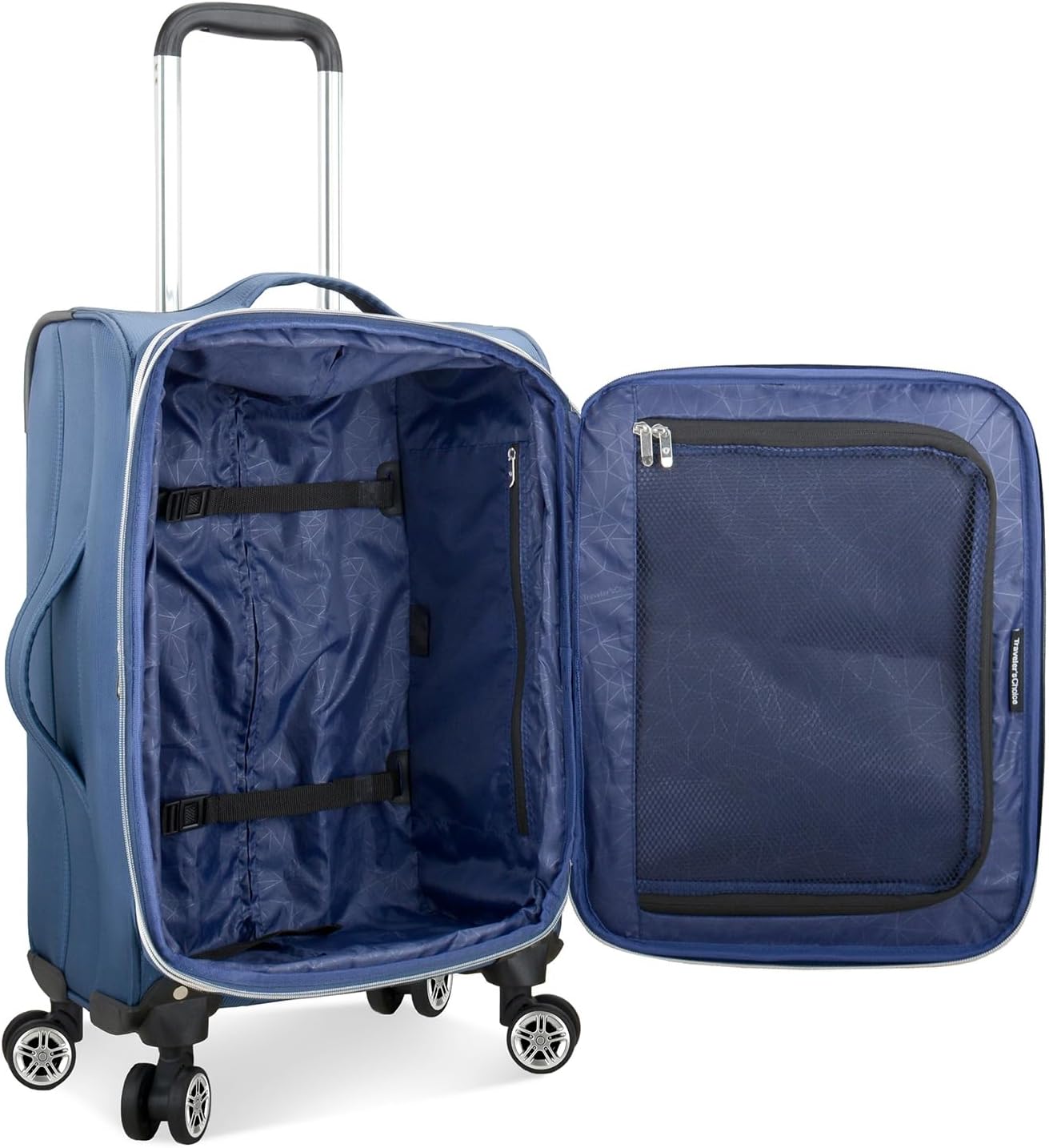 Traveler's Choice Lares Softside Expandable Luggage with Spinner Wheels, Navy, Carry-On 22-Inch
