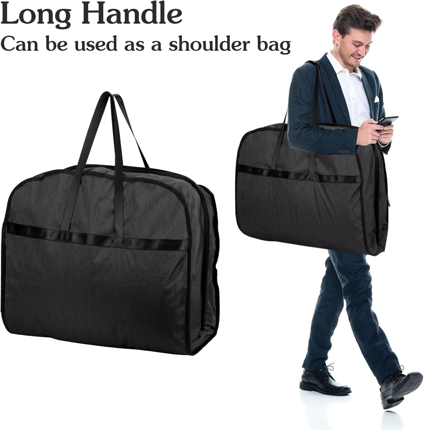 6" Gusseted Waterproof Garment Bag for Travel, 43" Tear Resistance Suit Bag for Men Travel for