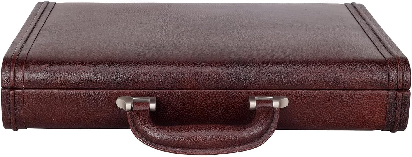 Full Grain Leather Briefcase Attache Case For Unisex Size L17xW3xH12 Inches Briefcase Bag (Brown)
