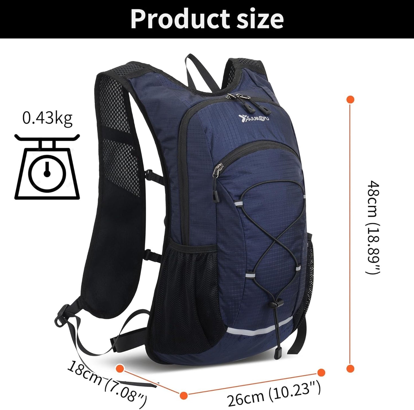 DOJUNS Hiking Backpack Lightweight Travel Backpack 20L Waterproof Hiking Daypacks Camping Backpack for Men Women (Dark Blue)