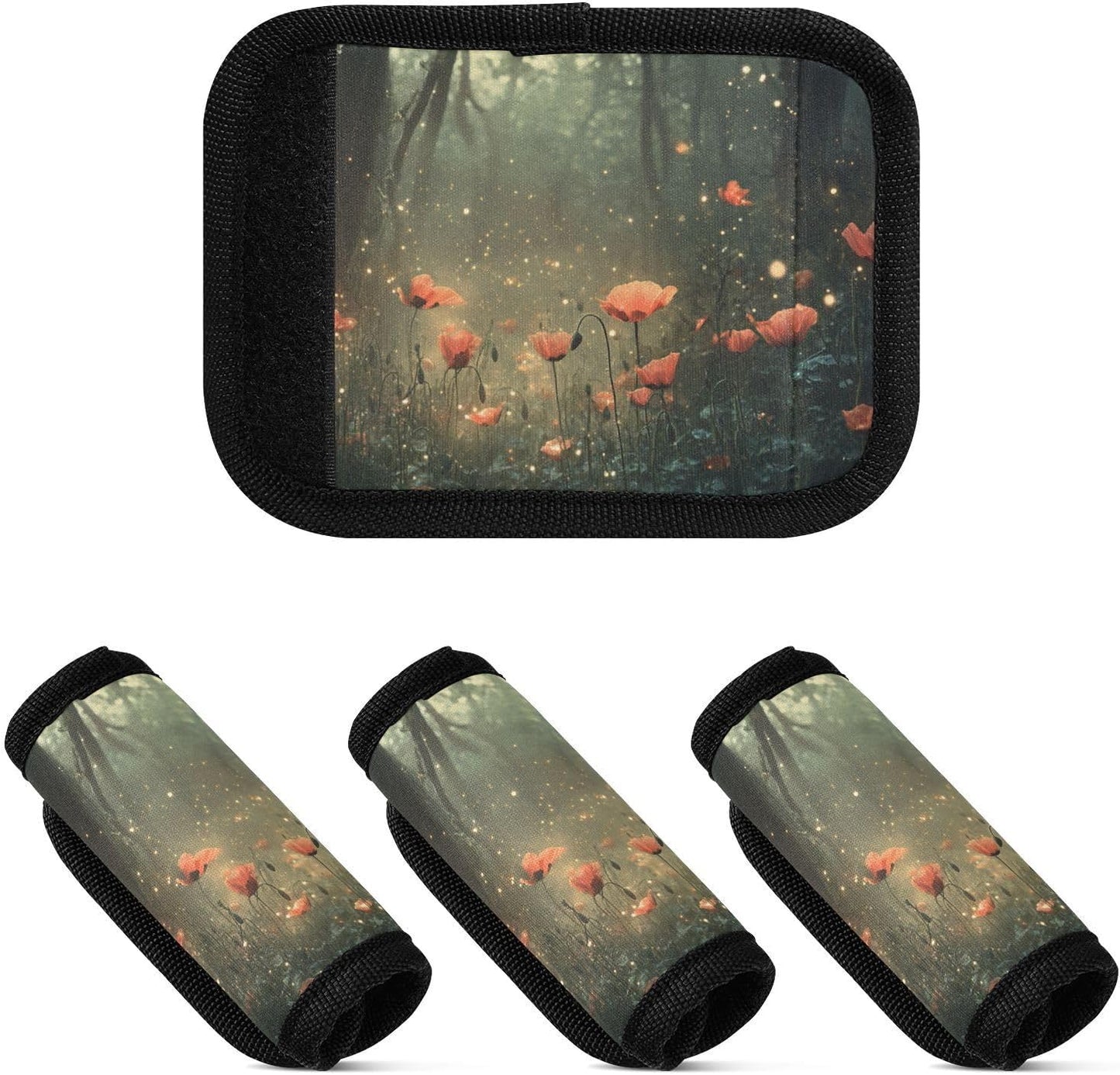 Nature Poppies 4 Pack Luggage Handle Wraps Covers for Suitcase Identifiers Bag Tags Travel Accessories