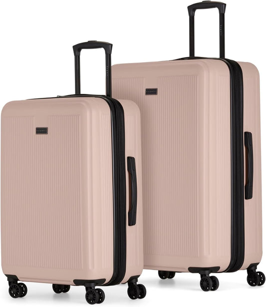 Bugatti Singapore 2-Piece ABS Hardside Luggage Set, Double Spinner Wheels, Expandable (blush)