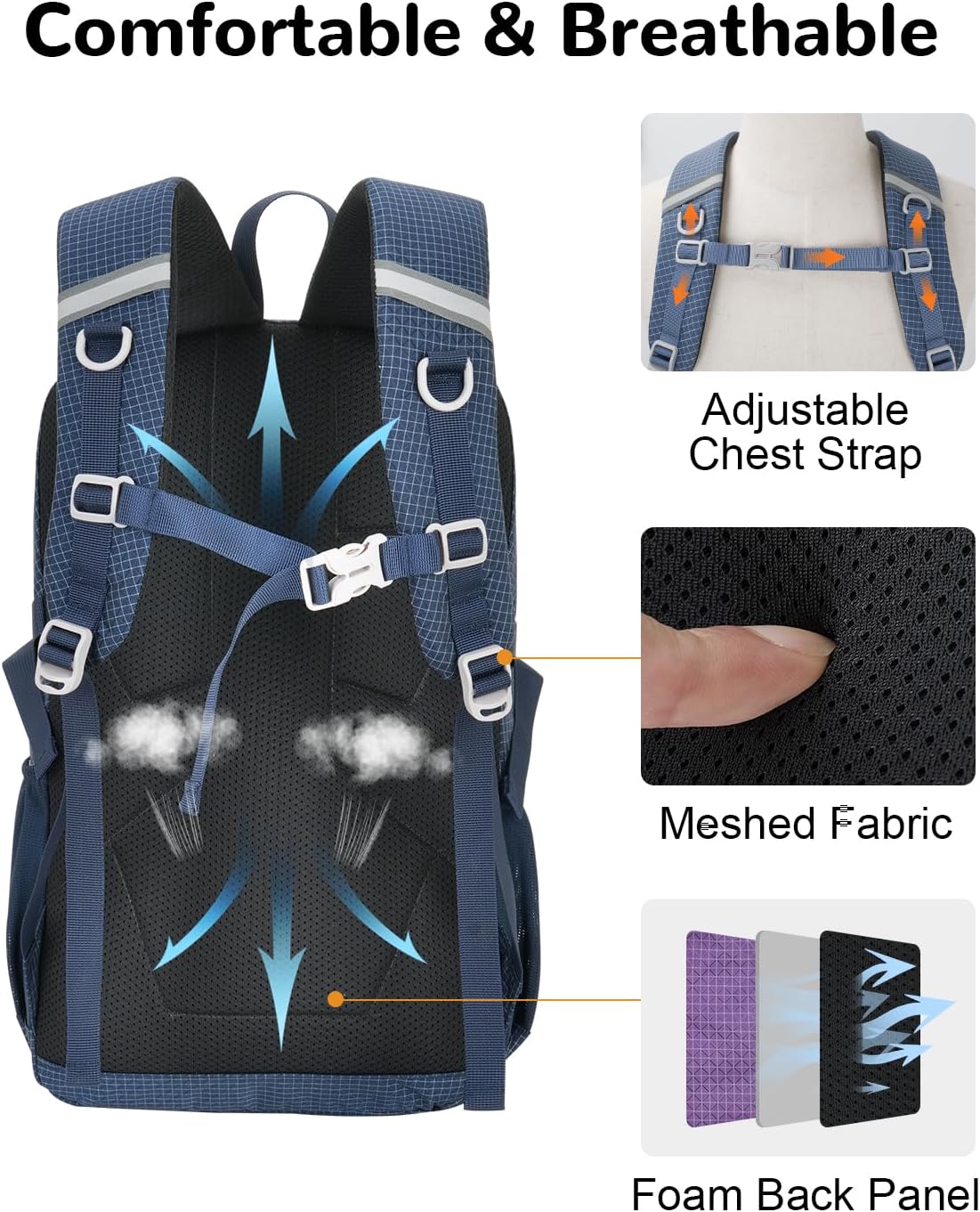 20L Small Waterproof Hiking Backpack Men Women, Lightweight Small Travel Backpack for Outdoor, Blue