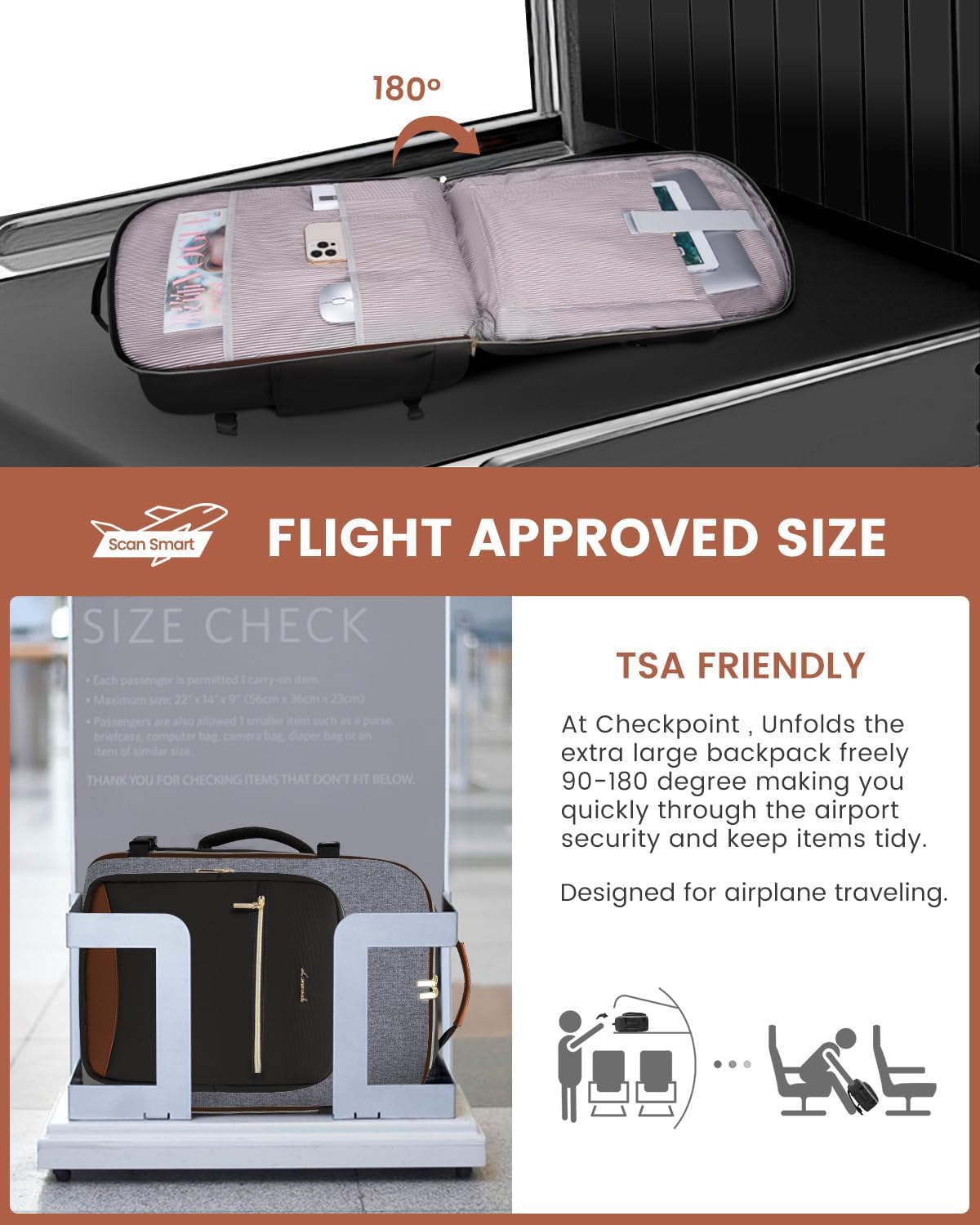 LOVEVOOK 40L Travel Backpack for Women & Men, Airline Approved Carry On Luggage with 3 Packing Cubes, TSA Overnight Bags, Waterproof Personal Item Bag, Weekender Essentials Backpacks fits 17" Laptop