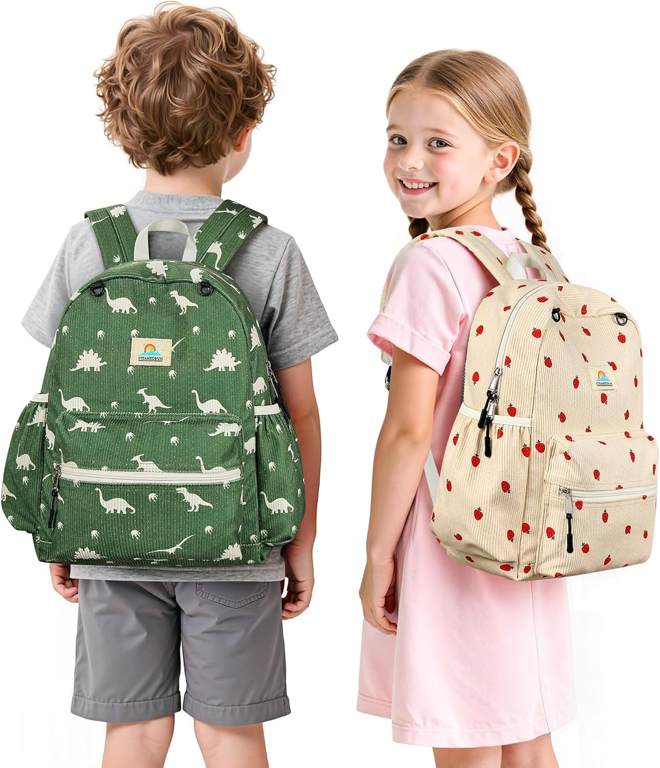 STEAMEDBUN Corduroy Kids Backpack for Girls and Boys 5-8: Girls Backpack for Elementary