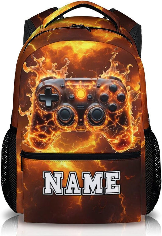 Kids School Backpack, Personalized Cool Game Bookbag for Preschool Elementary Kindergarten, Cool Boys Schoolbag for Travel Camping
