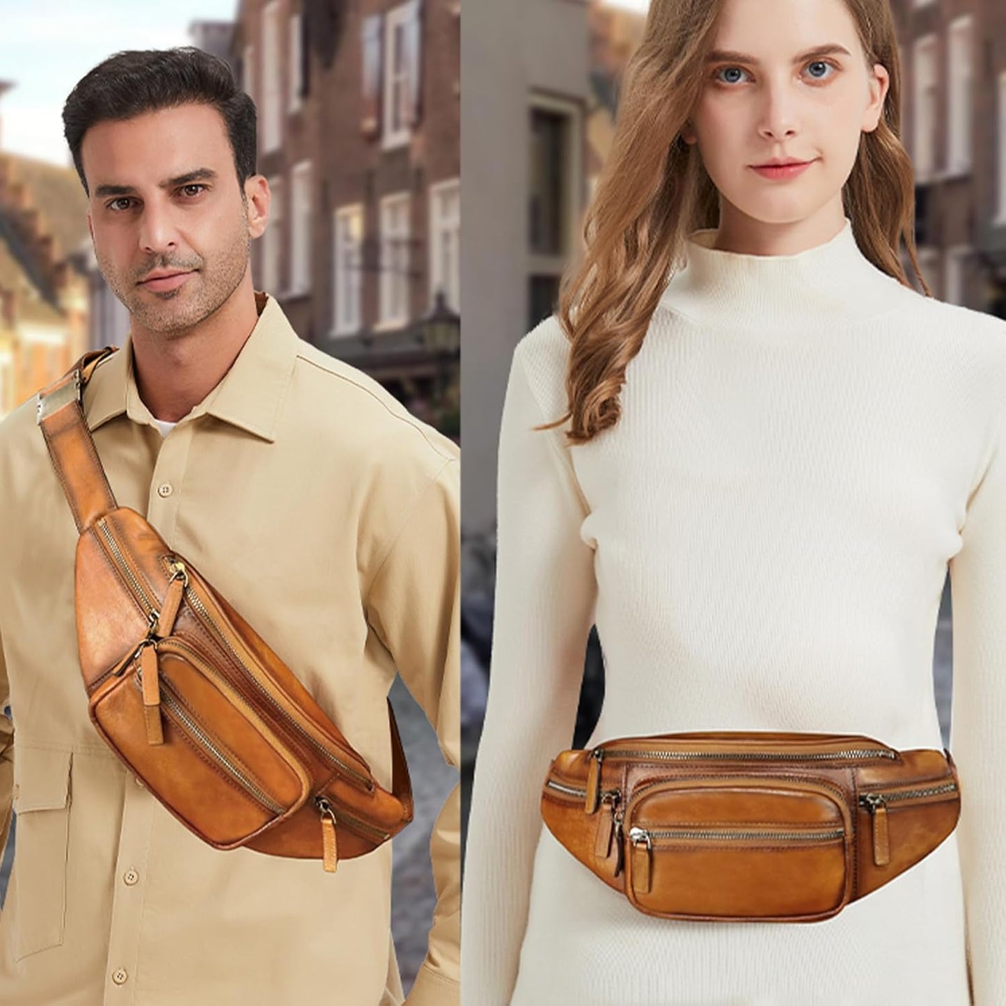 Genuine Leather Fanny Packs for Women and Men Waist Bag Vintage Hip Bum Bag Over Shoulder Crossbody