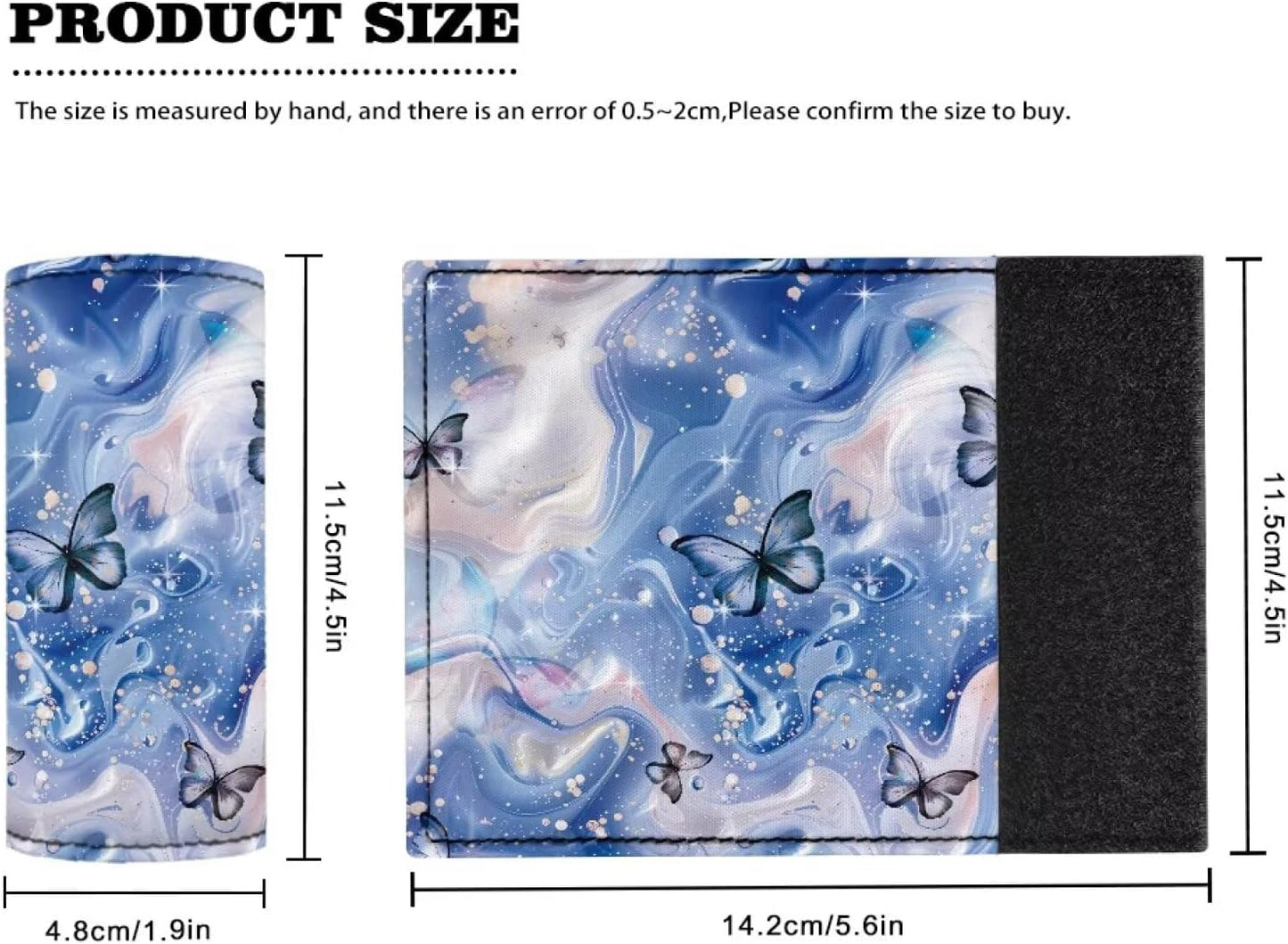Butterfly Luggage Handle Wraps for Suitcase Blue Marble Soft Trolley Case Grip Cover Door Handle Cover Set for Girls