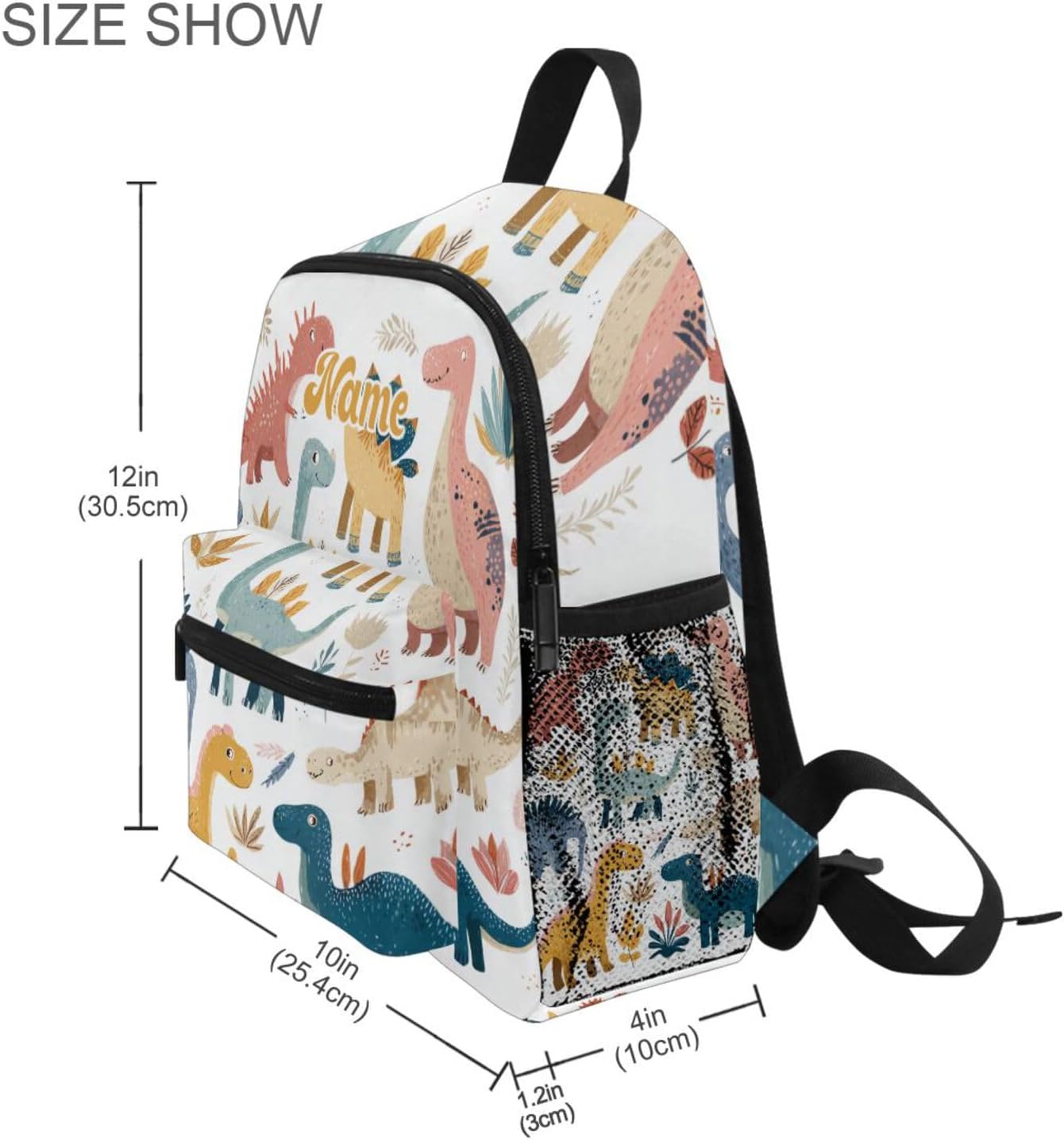 Custom Cute Dinosaurs1 Preschool Backpack for Toddler Boy Girl,Personalized Backpack with Name Text, Customization Kindergarten School Bookbags - M