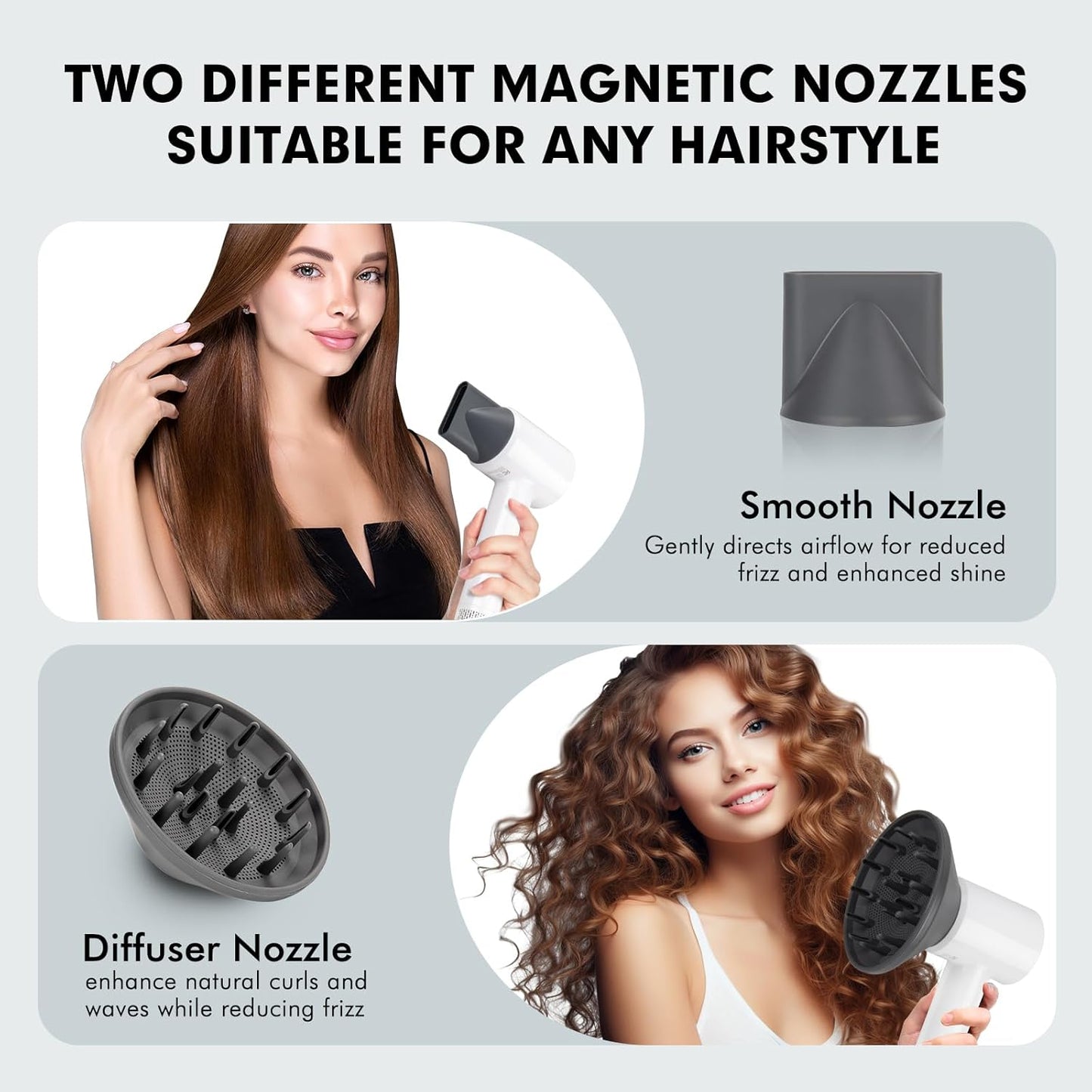 Hair Dryer - Ionic Blow Dryer with Diffuser,112000RPM High Speed Brushless Low Noise Hairdryer, Lightweight/Compact/Mini Design,110V Use for Home/Travel, Suitable for All Hair Types Women, Men