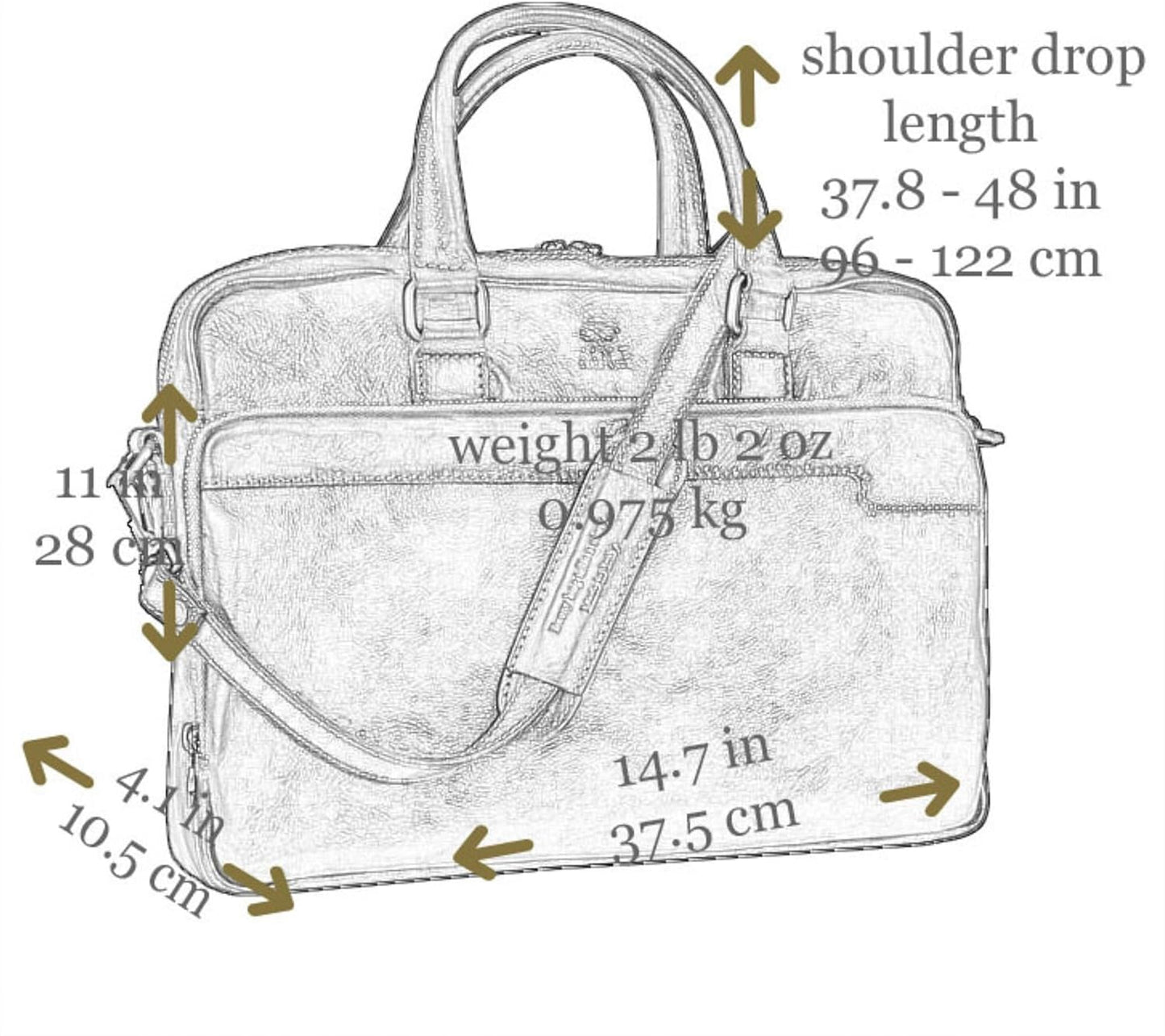 Time Resistance Leather Briefcase - Italian Handmade Leather Laptop Bag - Briefcase for Men and