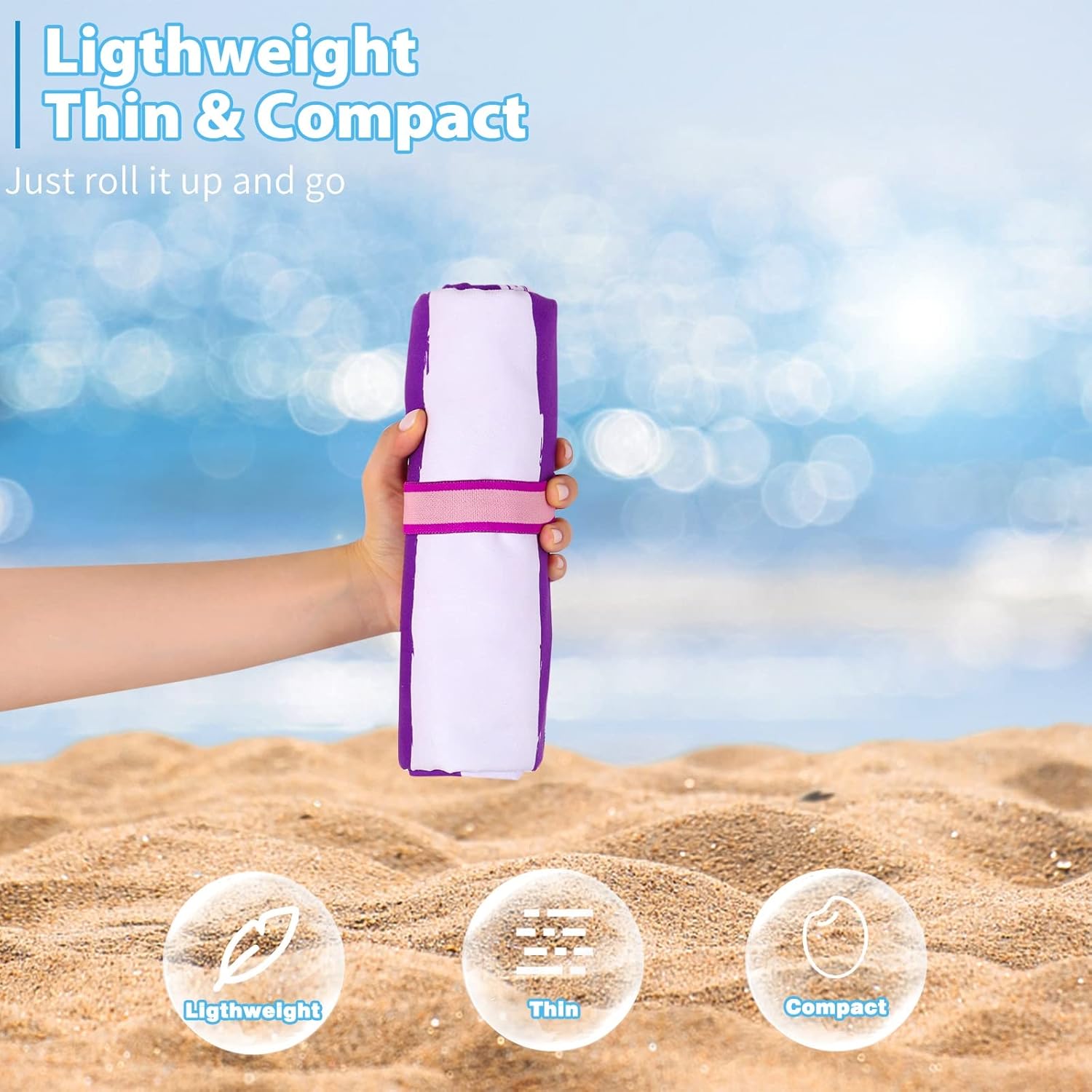 2 Pack Microfiber Oversized Lightweight Beach Towel 71"x32" XL Extra Large Thin Sand Free Towels