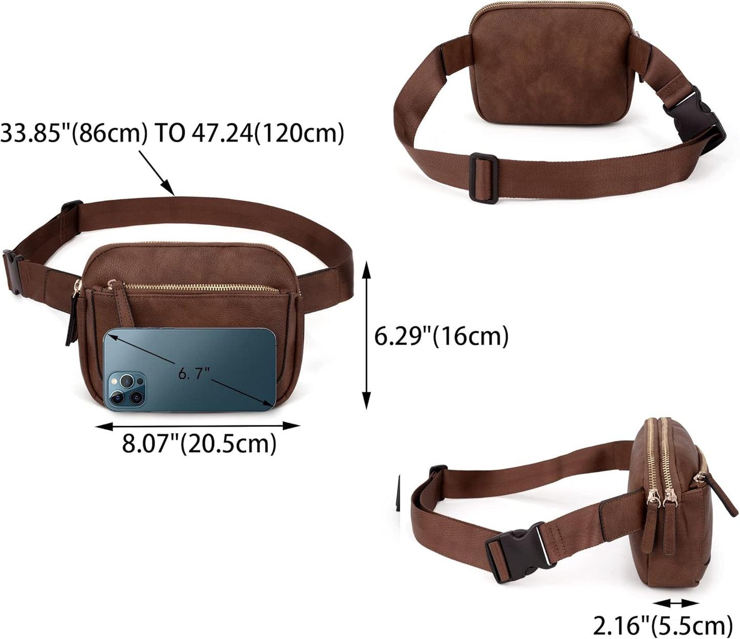 UTO Fanny Pack for Women Crossbody Trendy Fashion Belt Purse Chest Waist Hip Bumbag for Outdoor Shopping Travel Hiking