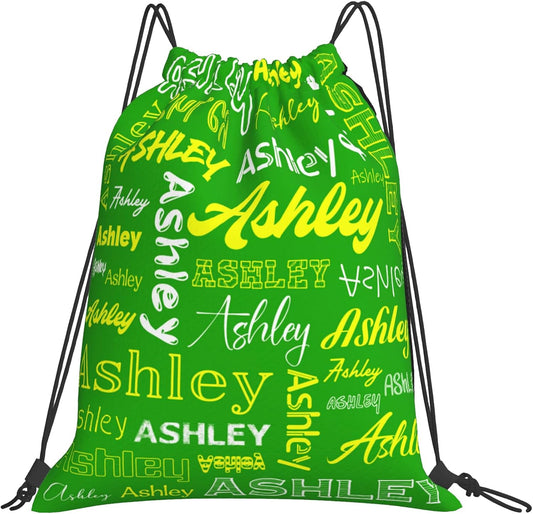 Personalized Drawstring Bag with Your Name Drawstring Backpack for Men Women Small Gym Beach Shopping Sport Yoga Bag (Custom Name-3)