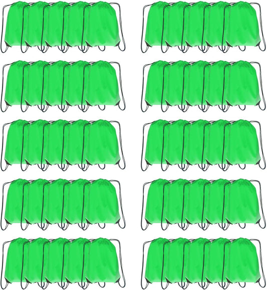 Drawstring Backpack Bulk 50 Packs Draw String Backpack Bags DIY Gym Sports Traveling Trip ride Pedestrianism Yoga Cinch Bag Sackpack Drawstring (green)