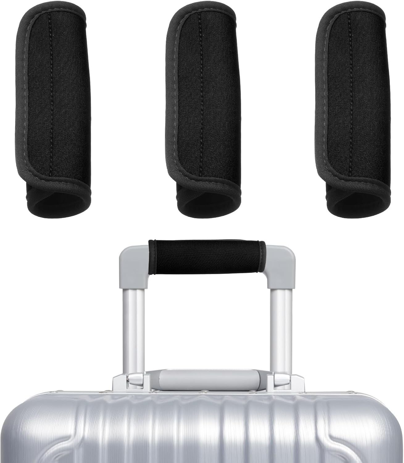 uxcell 3 Pcs Luggage Handle Wrap for Suitcase, Neoprene Handbag Grip Cover Protector Luggage Identifiers Suitcase Handle Wraps for Luggage Shopping Bag Travel Bags, Black
