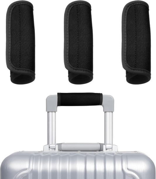 uxcell 3 Pcs Luggage Handle Wrap for Suitcase, Neoprene Handbag Grip Cover Protector Luggage Identifiers Suitcase Handle Wraps for Luggage Shopping Bag Travel Bags, Black