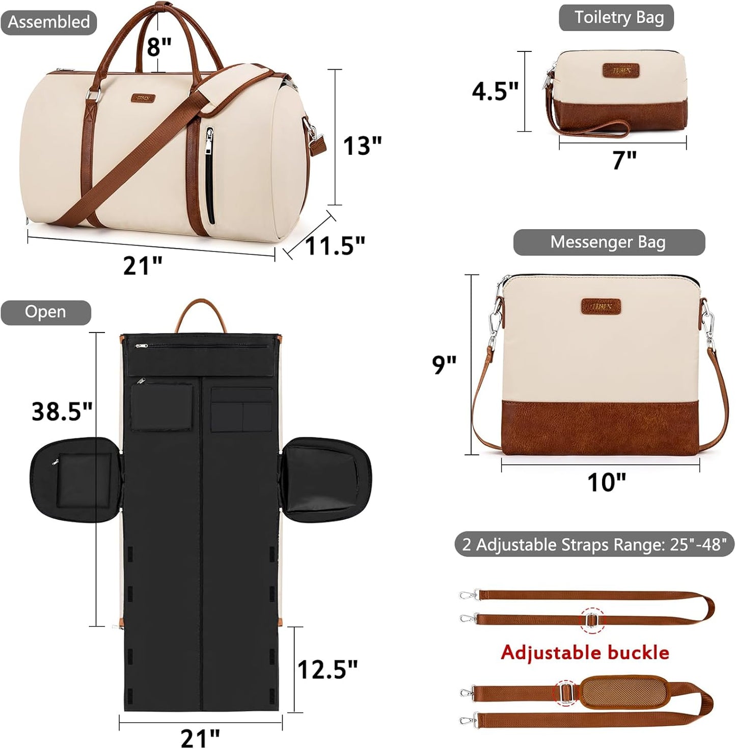 Convertible 2-in-1 Garment Bags for Travel, Carry On Garment Duffle Bag With Shoe Compartment Large Weekender Bag for Women Men Hanging Suitcase Suit Travel Duffel Overnight Bags 4pcs Set
