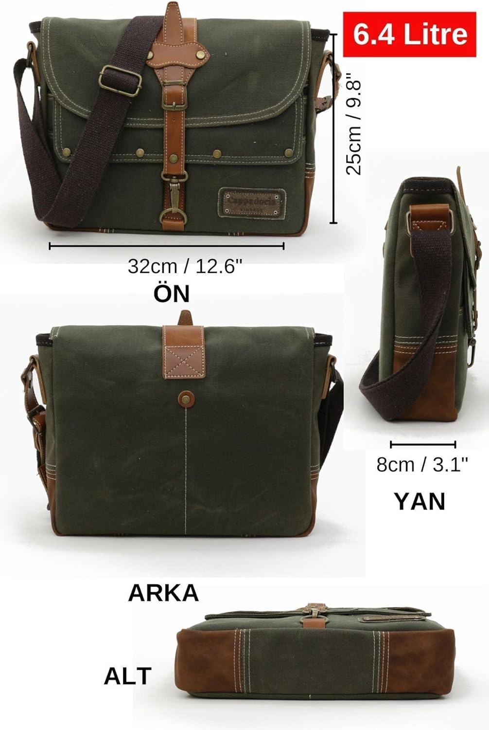 Antiochia 4046 Messenger Bag, Leather Detailed Shoulder Laptop Bag, Unisex Style for Daily, Travel